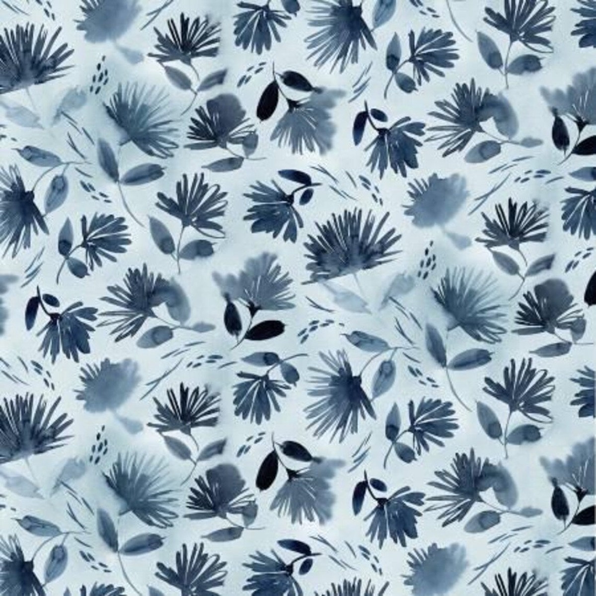 Fabric, Whisper Song Flower Toss Pale/Dark Blue, WSON5176-DB