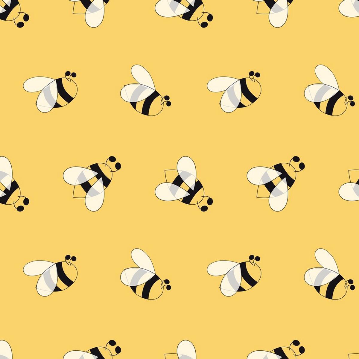 Hand Drawn Cartoon Bees Fabric - Yellow
