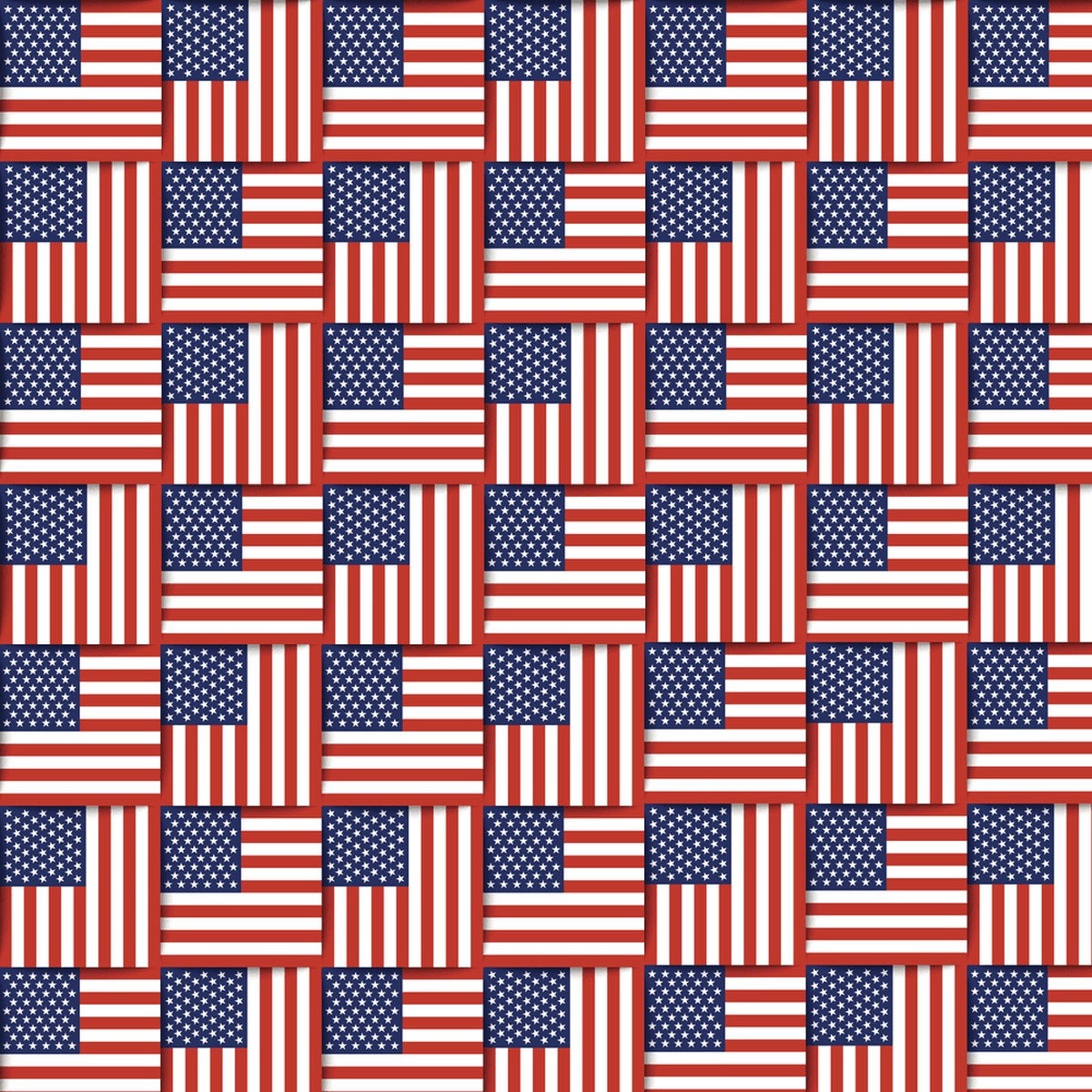 American Flag Block Fabric - Red