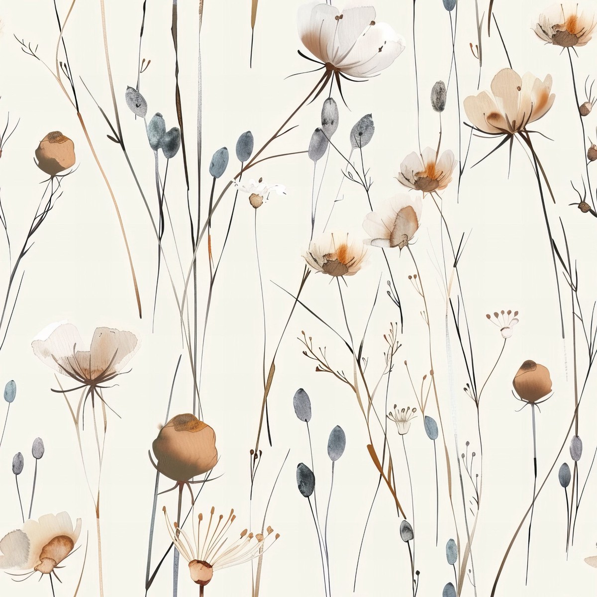 Handdrawn Meadow Wildflowers Pattern 10 Quilting Cotton Fabric