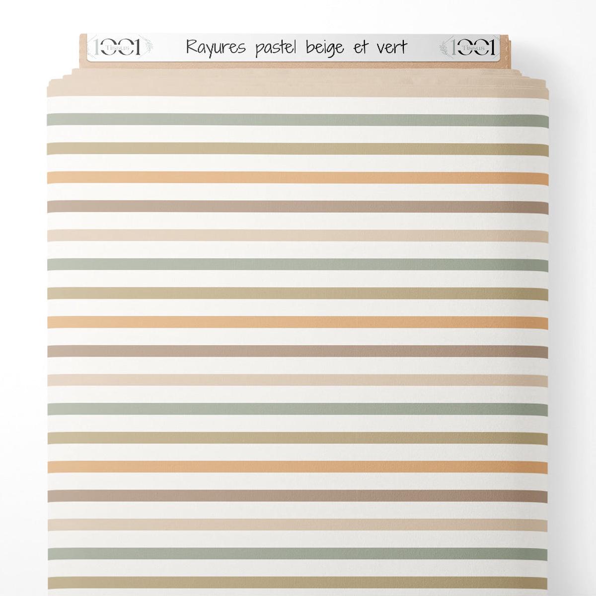 Tissu - Rayures pastel beige et vert