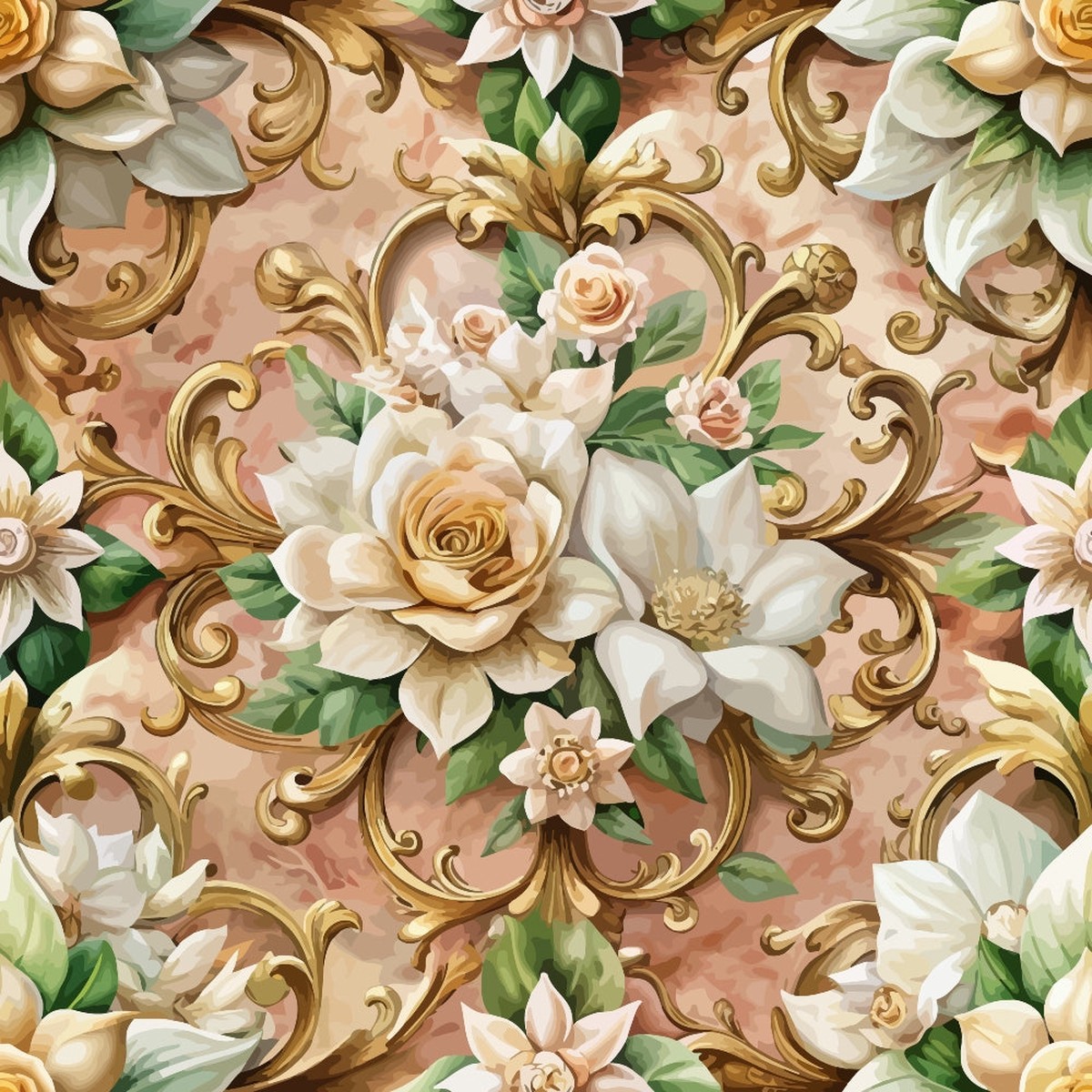 Baroque Florals Pattern 201 Quilting Cotton Fabric