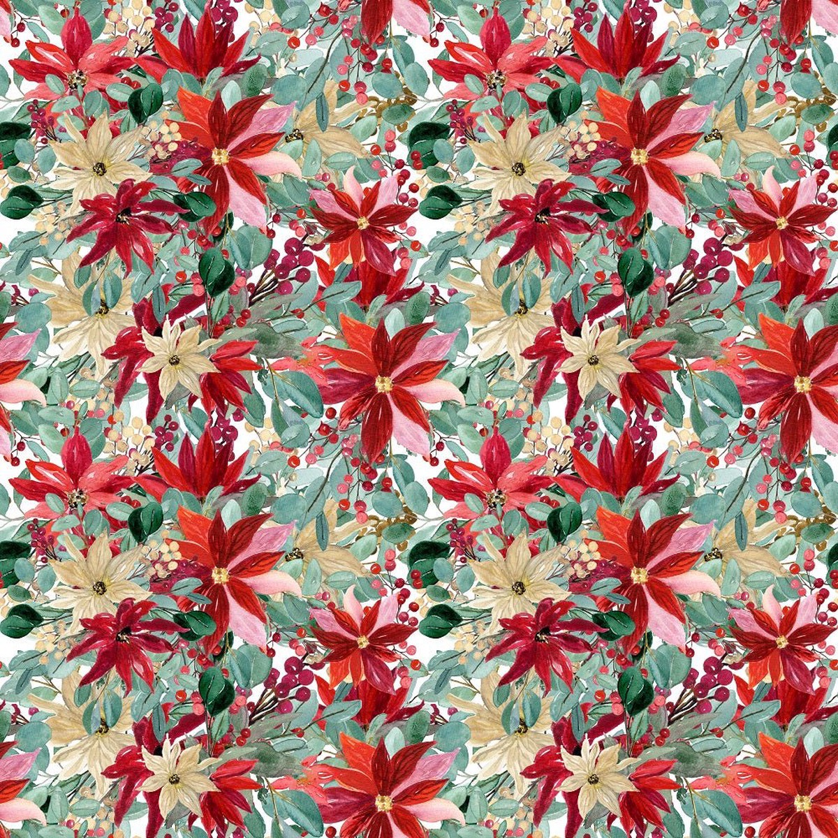 Christmas Floral Pattern 10 Fabric