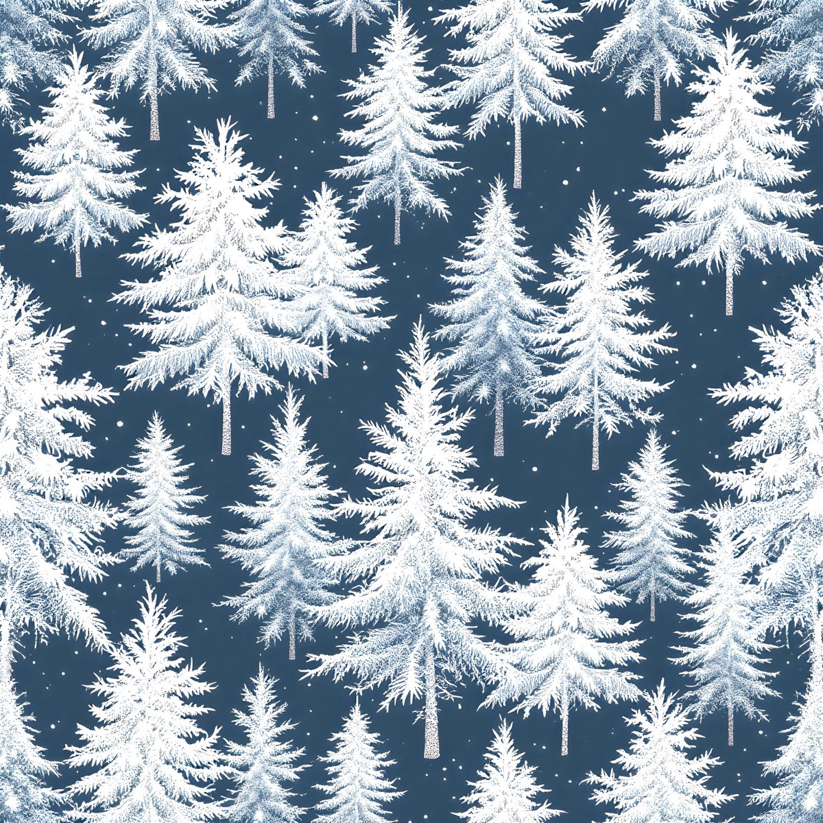 Frosty Winter Trees Pattern 6 Quilting Cotton Fabric