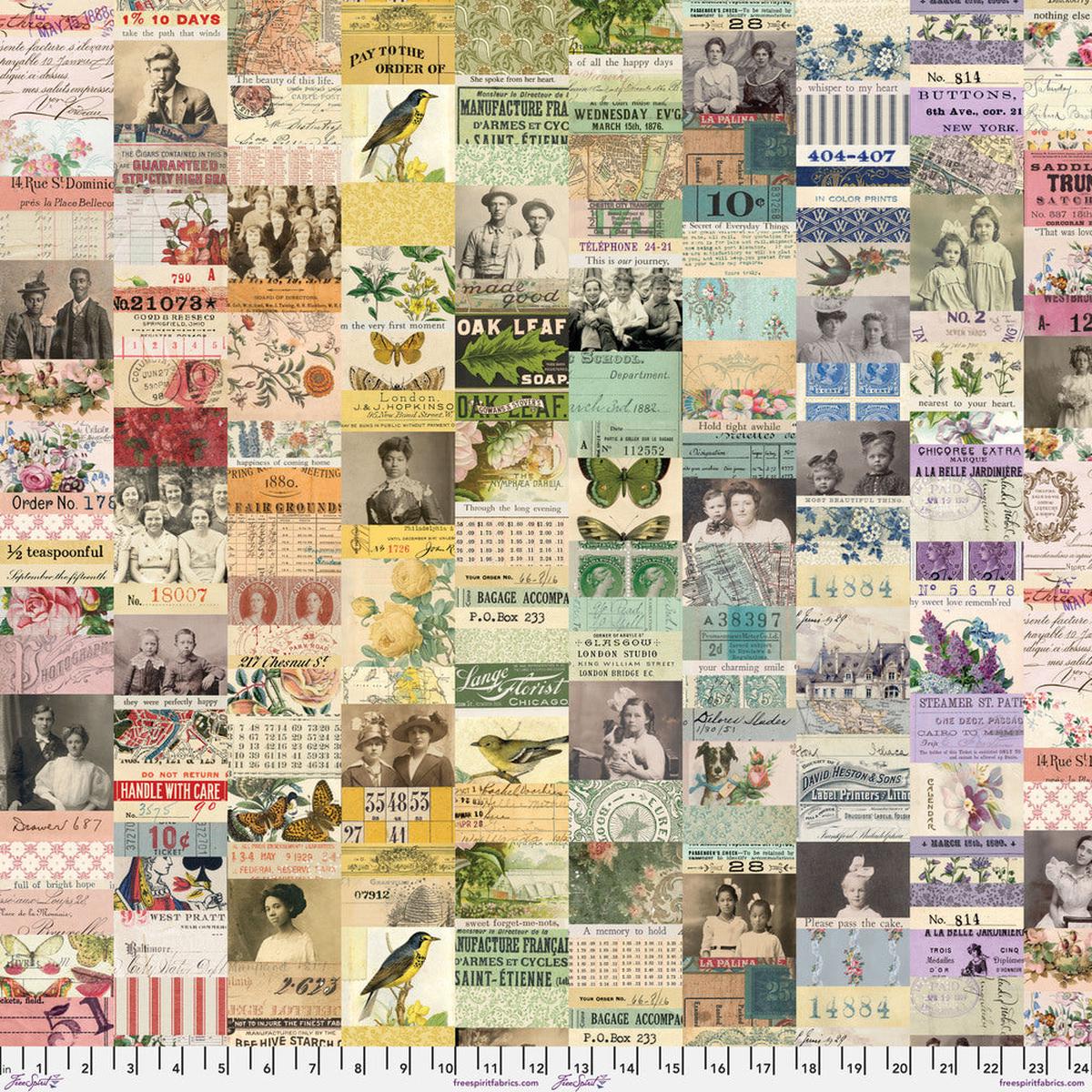 Tim Holtz Eclectic Elements Palette Quilt Fabric - Multi Collage - PWTH320.MULTI