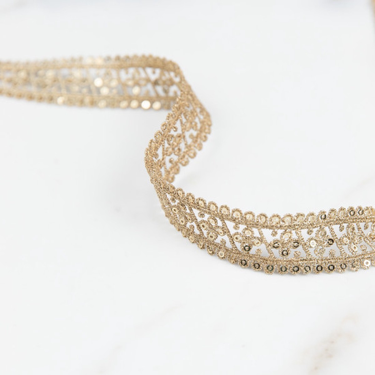 Fine Guipure Lace w/Mini Sequins - Per Metre