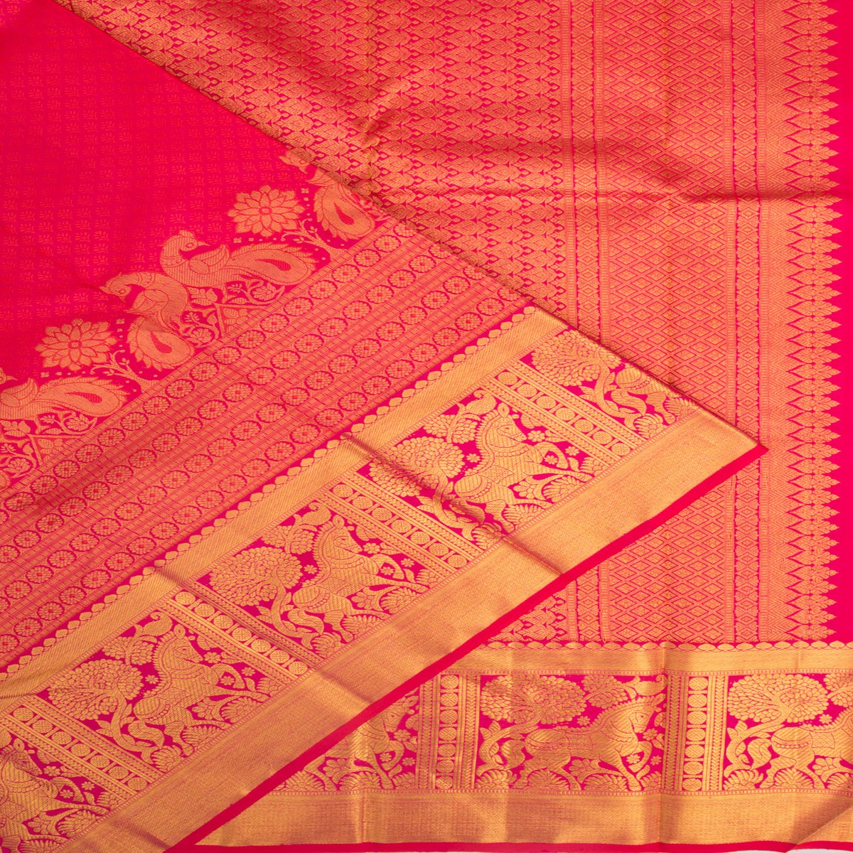 Kanchipuram Silk Jacquard Pink Saree