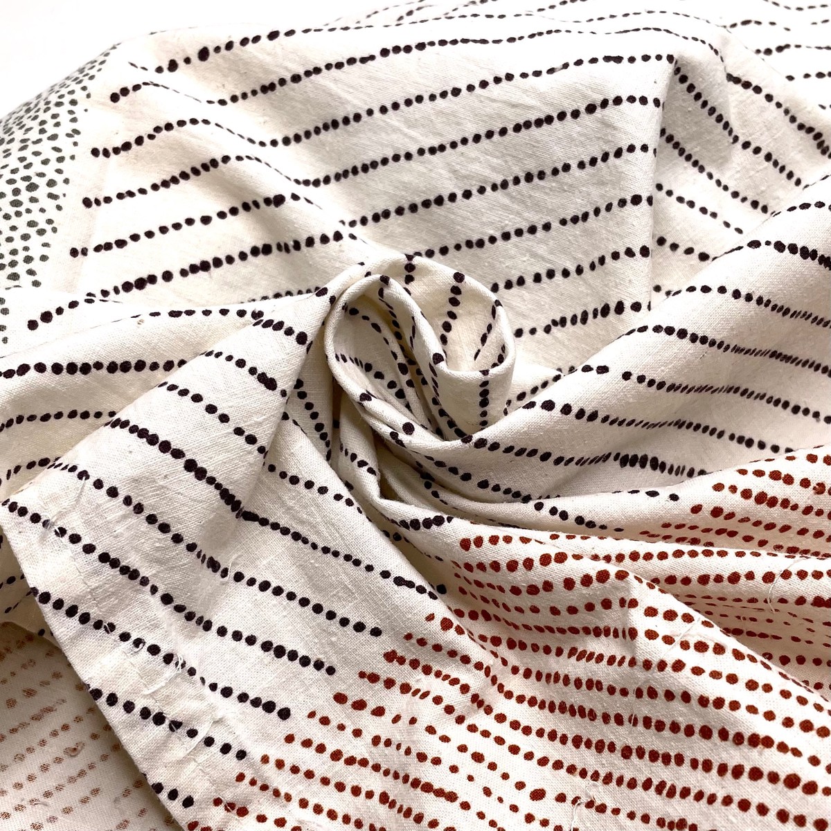 UB - Stick And Poke - Block Printed Cotton Woven - White Multi Colour Block Dots - Bundles