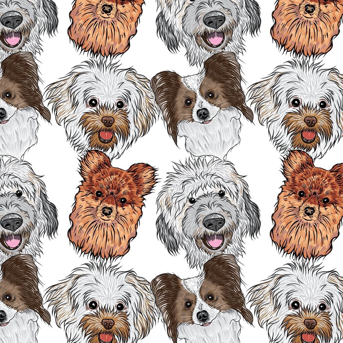 Purebred Dog Portrait Fabric - Variation 2