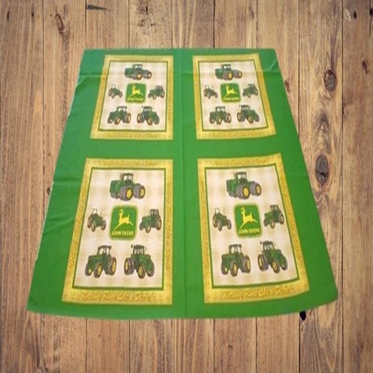 John Deere Squares Cotton Fabric Panel