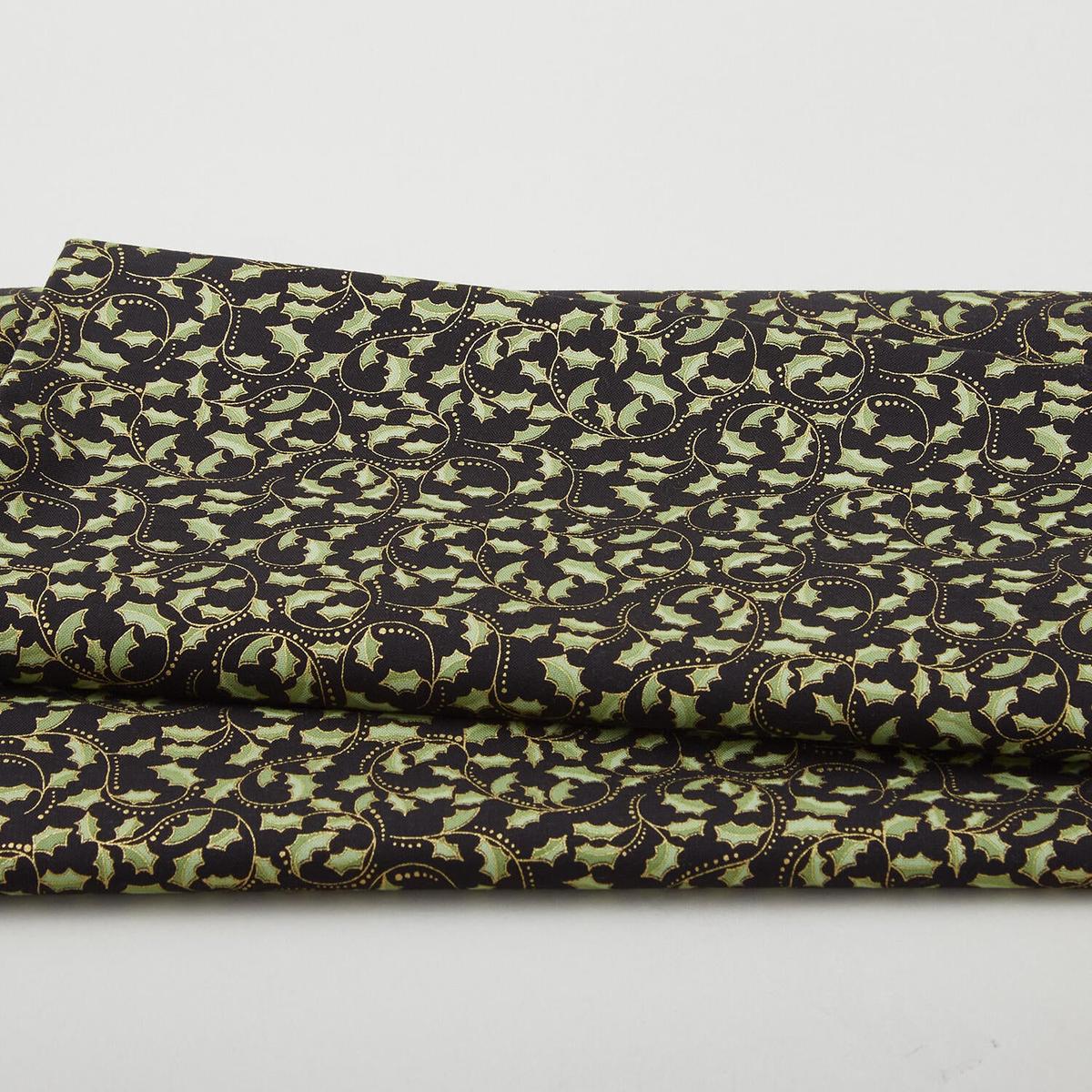 A Botanical Season - Golden Leaf Scroll Ebony 2 Yard Cut