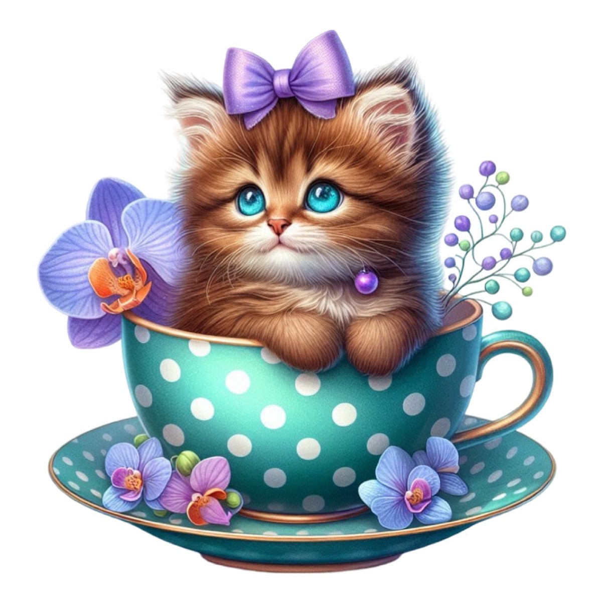 Cats in Tea Cups Fabric Panel 7
