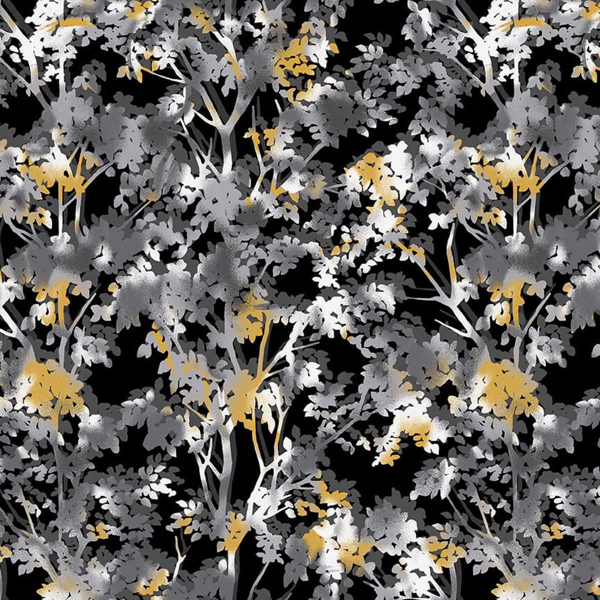 Black,White & 24 Karat Tree Silhouette Black
