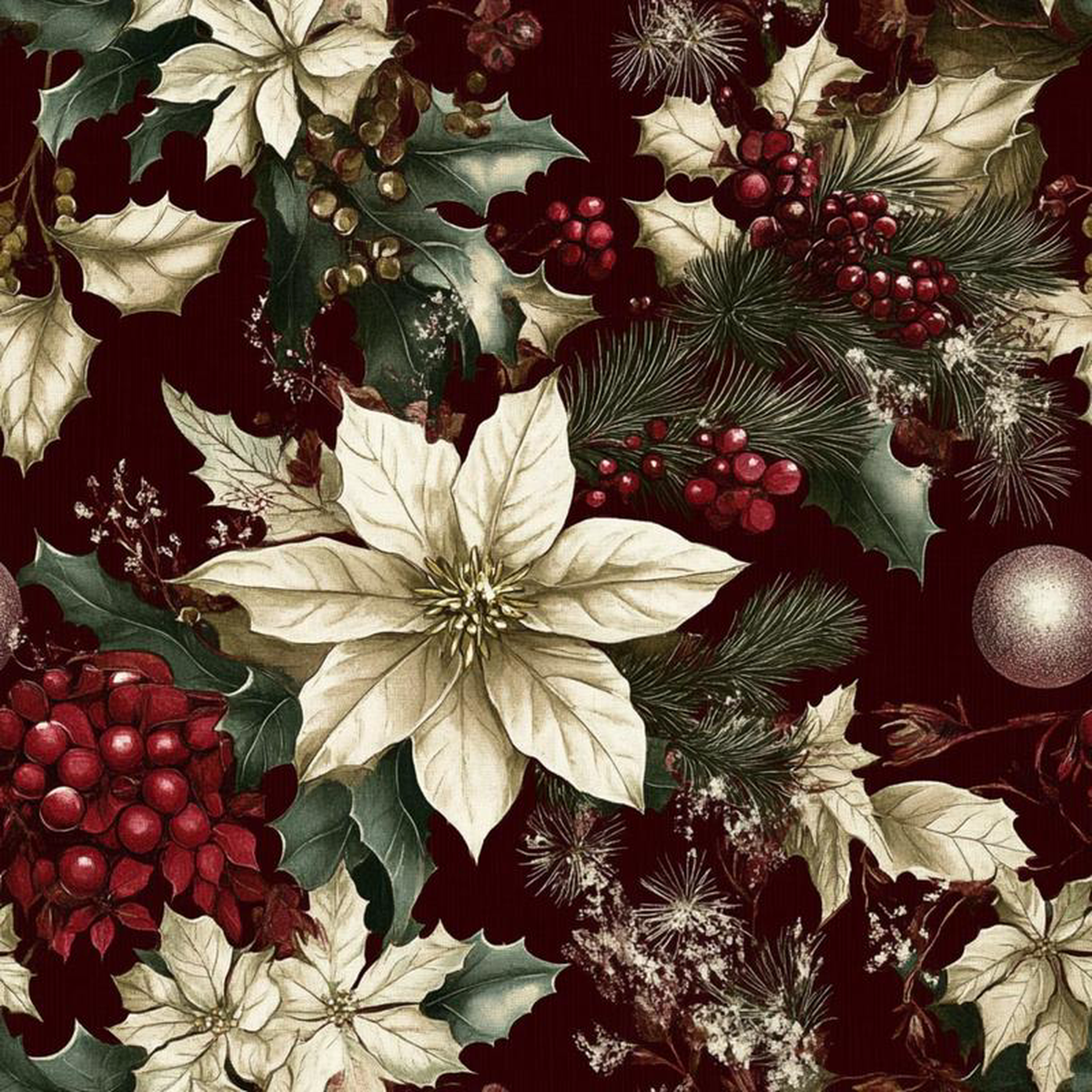 Christmas Pinecones Pattern 10 Quilting Cotton Fabric