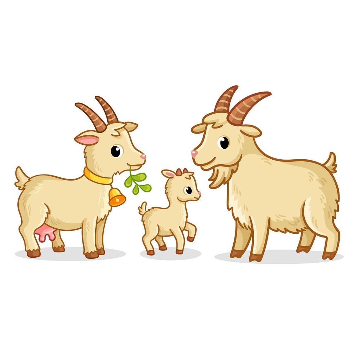 Family of Goats Fabric Panel