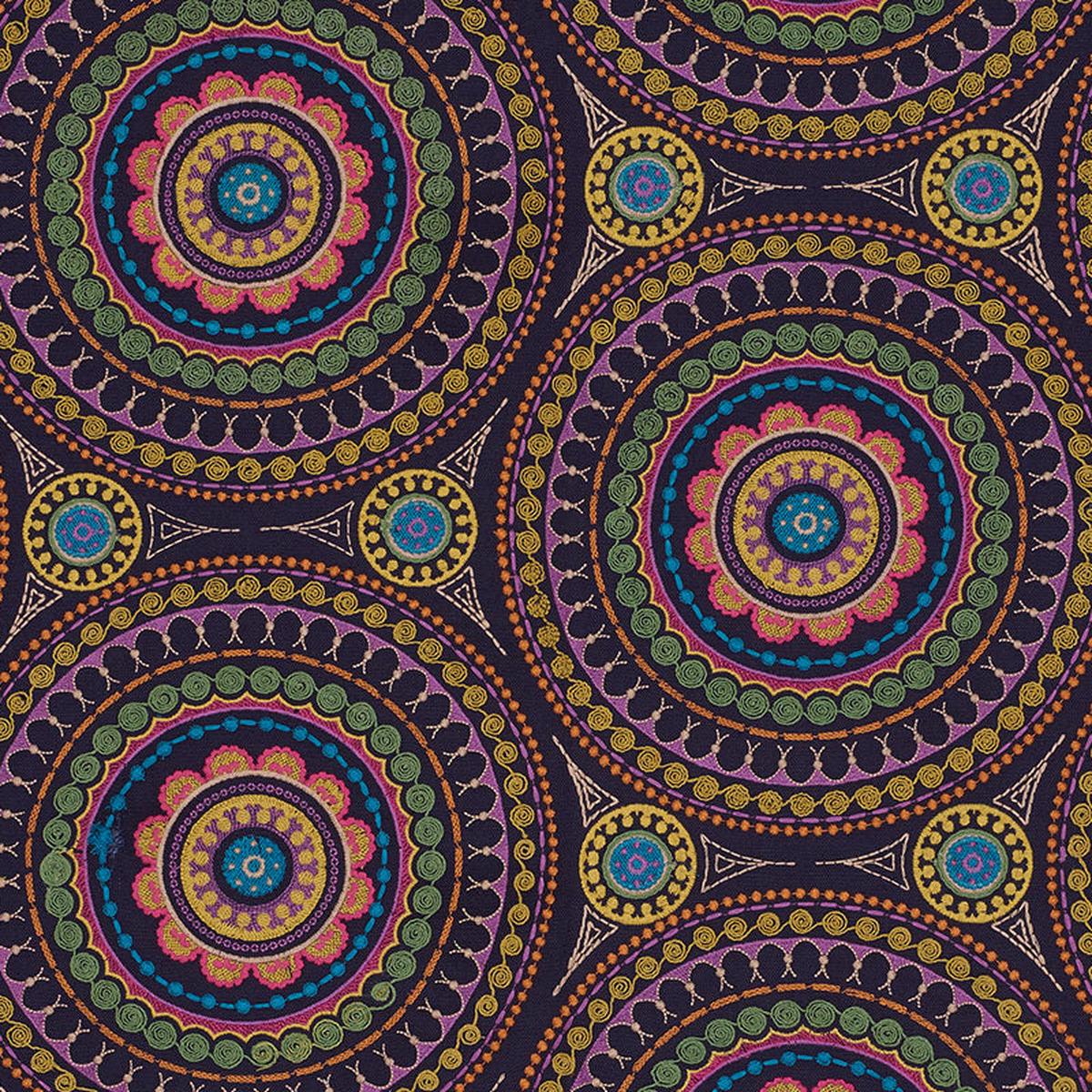 Idris Embroidery Navy and Multi Fabric