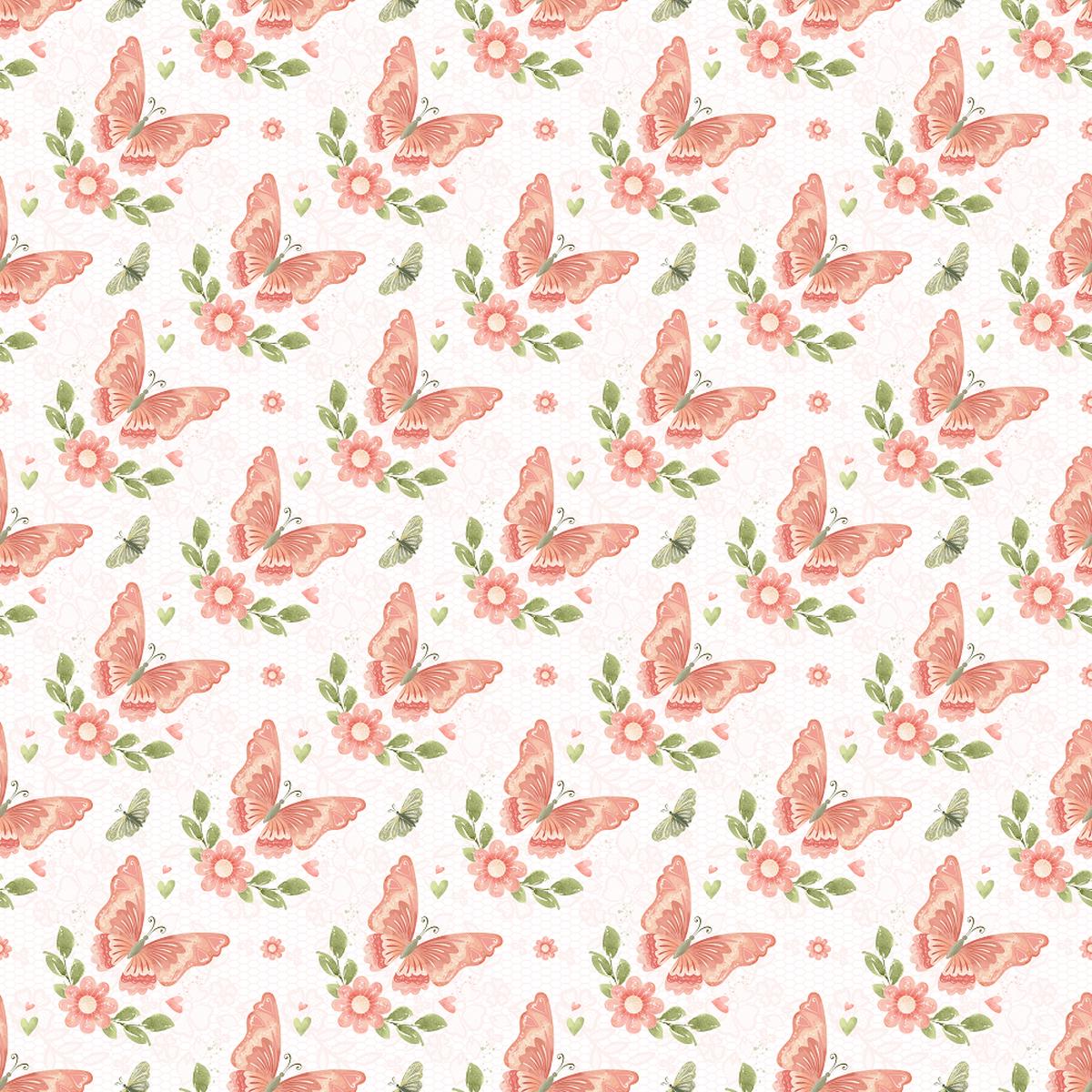 Orange Butterfly on Honey Comb Fabric - White