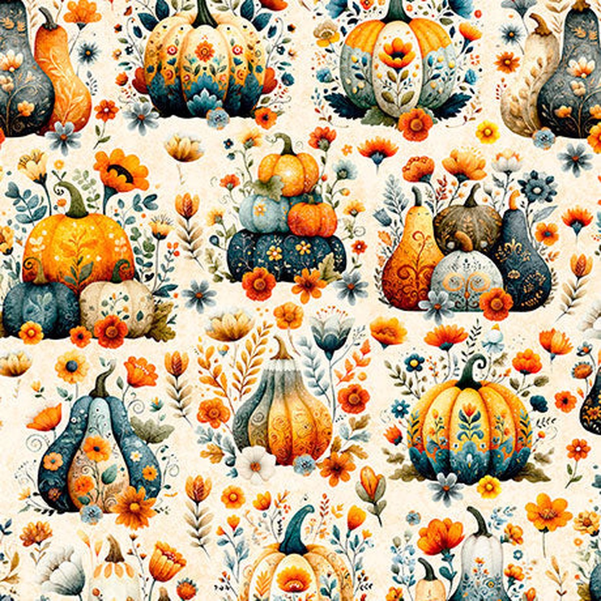 Cream Pumpkin Patch Harvest Hollow 44"/45" Cotton Fabric per yard