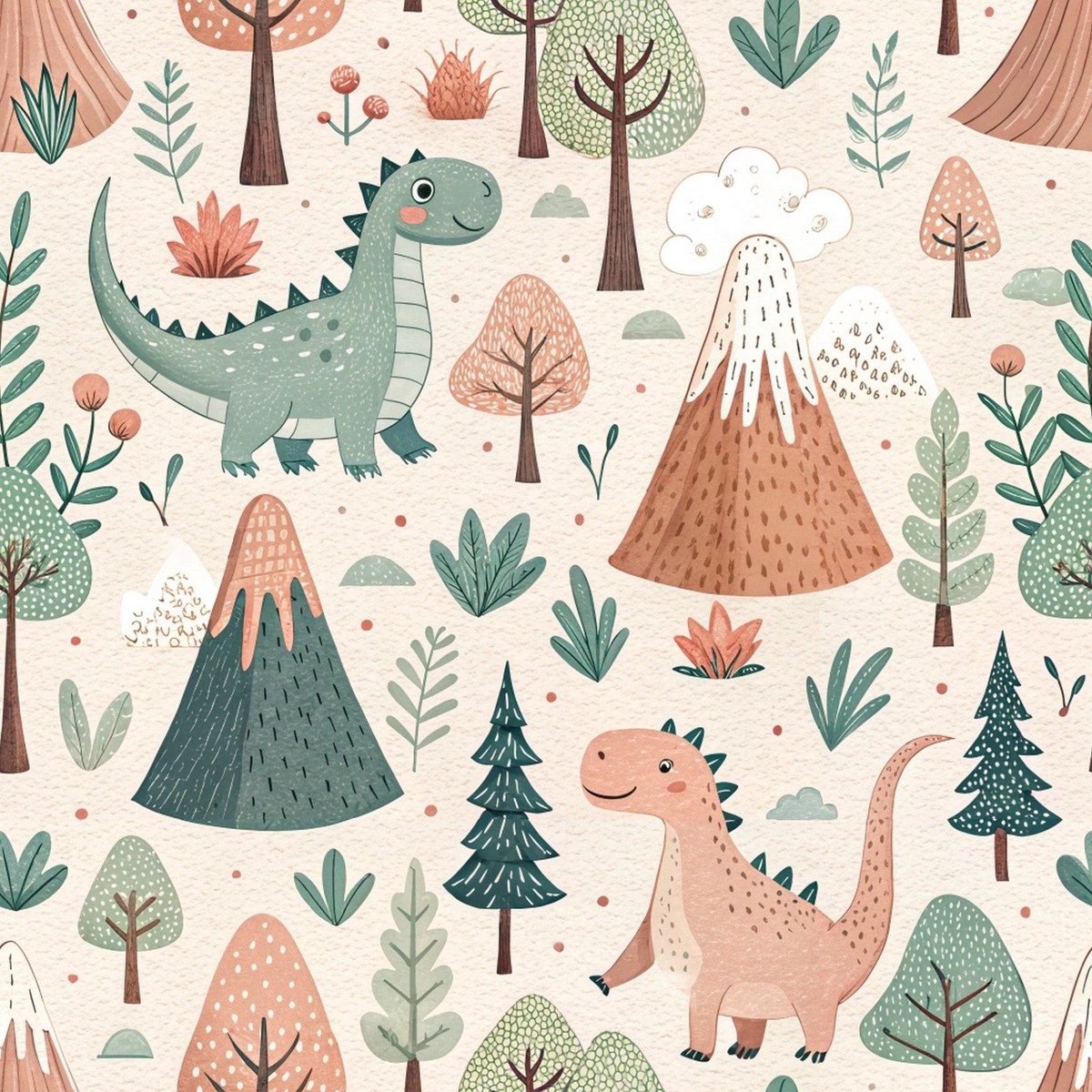 Fun Cartoon Dinosaur Pattern 4 Quilting Cotton Fabric