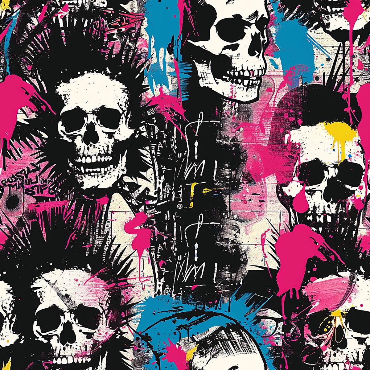 Punk Rock Skull Pattern 3 Quilting Cotton Fabric