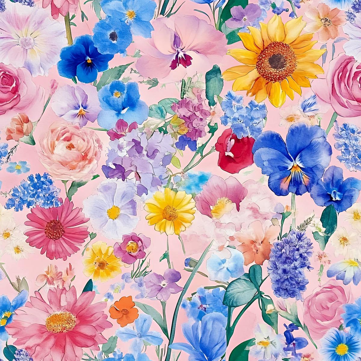 Vibrant Watercolor Floral Pattern 8 Quilting Cotton Fabric