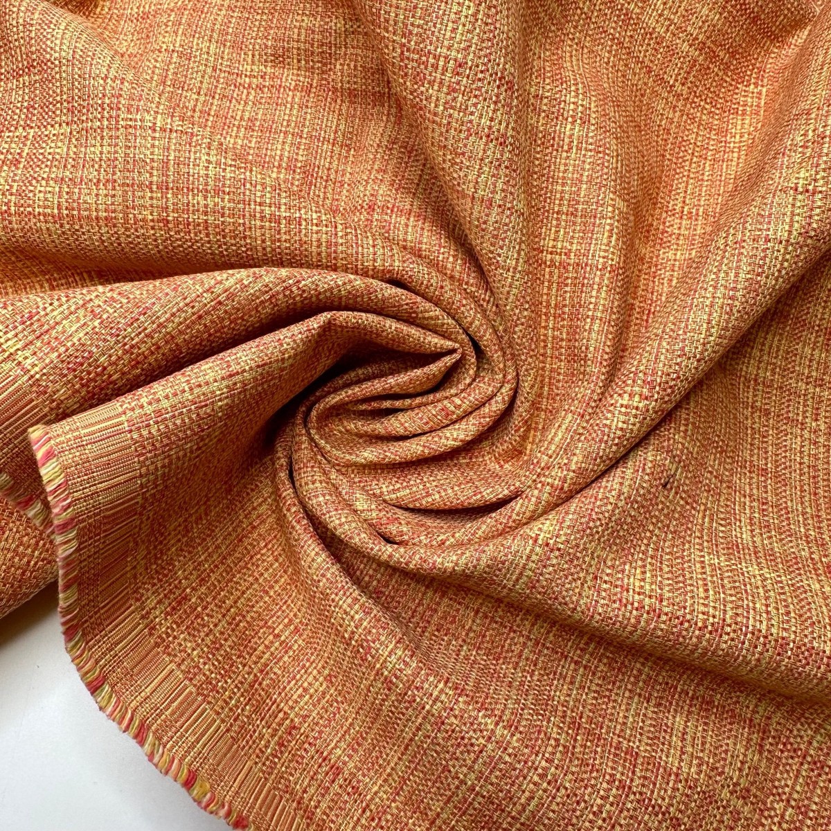 Orange Sherbet With Lime - Basket Weave Polyester Blend Woven - Coral Orange Yellow - 2.9M Bundle