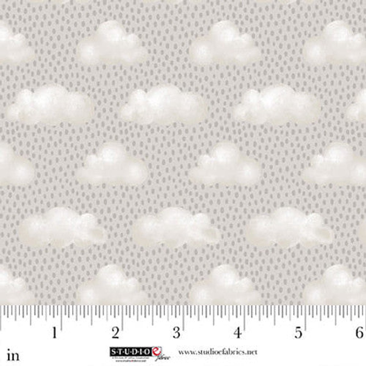 Sleepy Teddy Gray/Multi Raindrops Cotton 44"/45" Fabric Per Yard