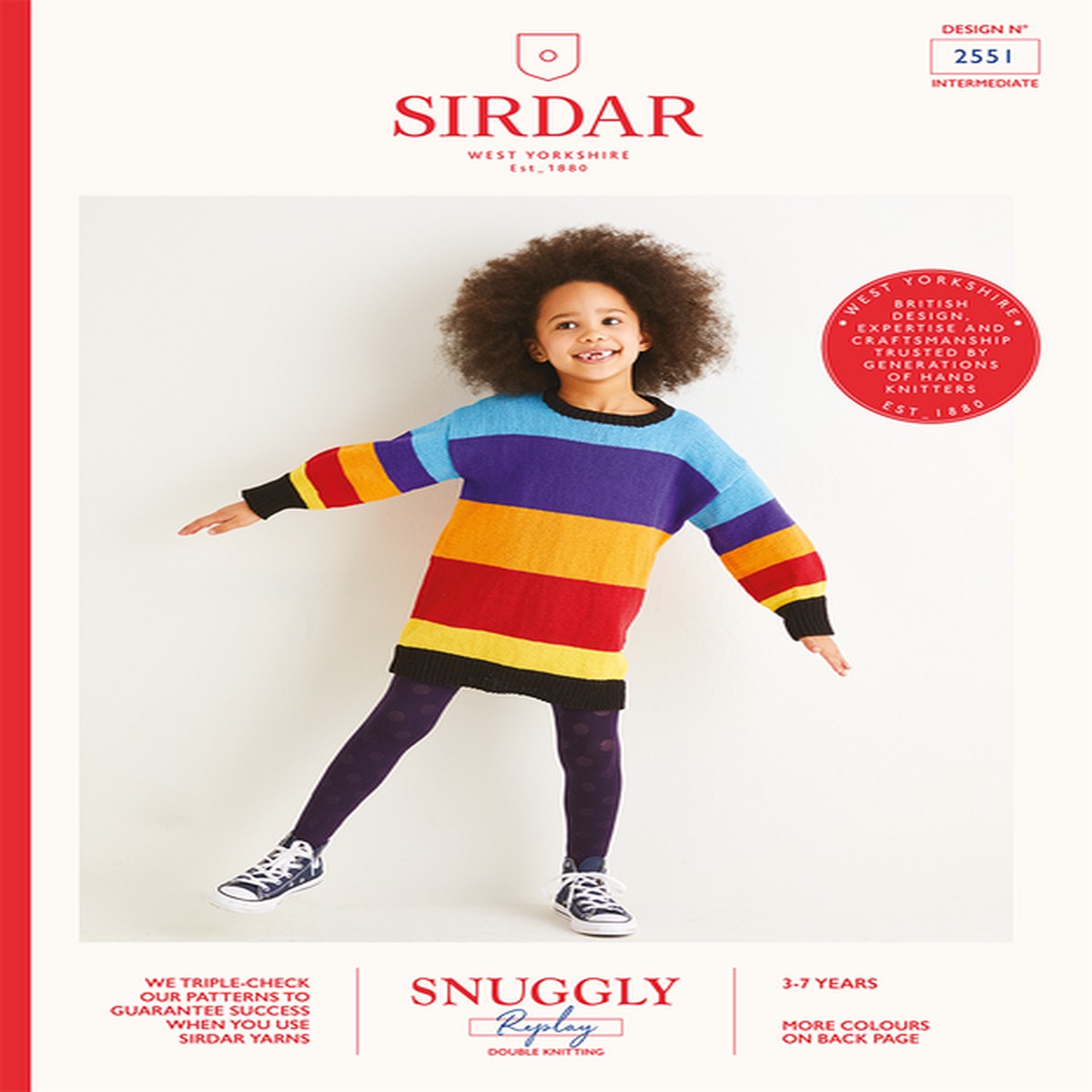 Kids Striped Colourblock Dress in Sirdar Snuggly Replay DK (2551) - PDF