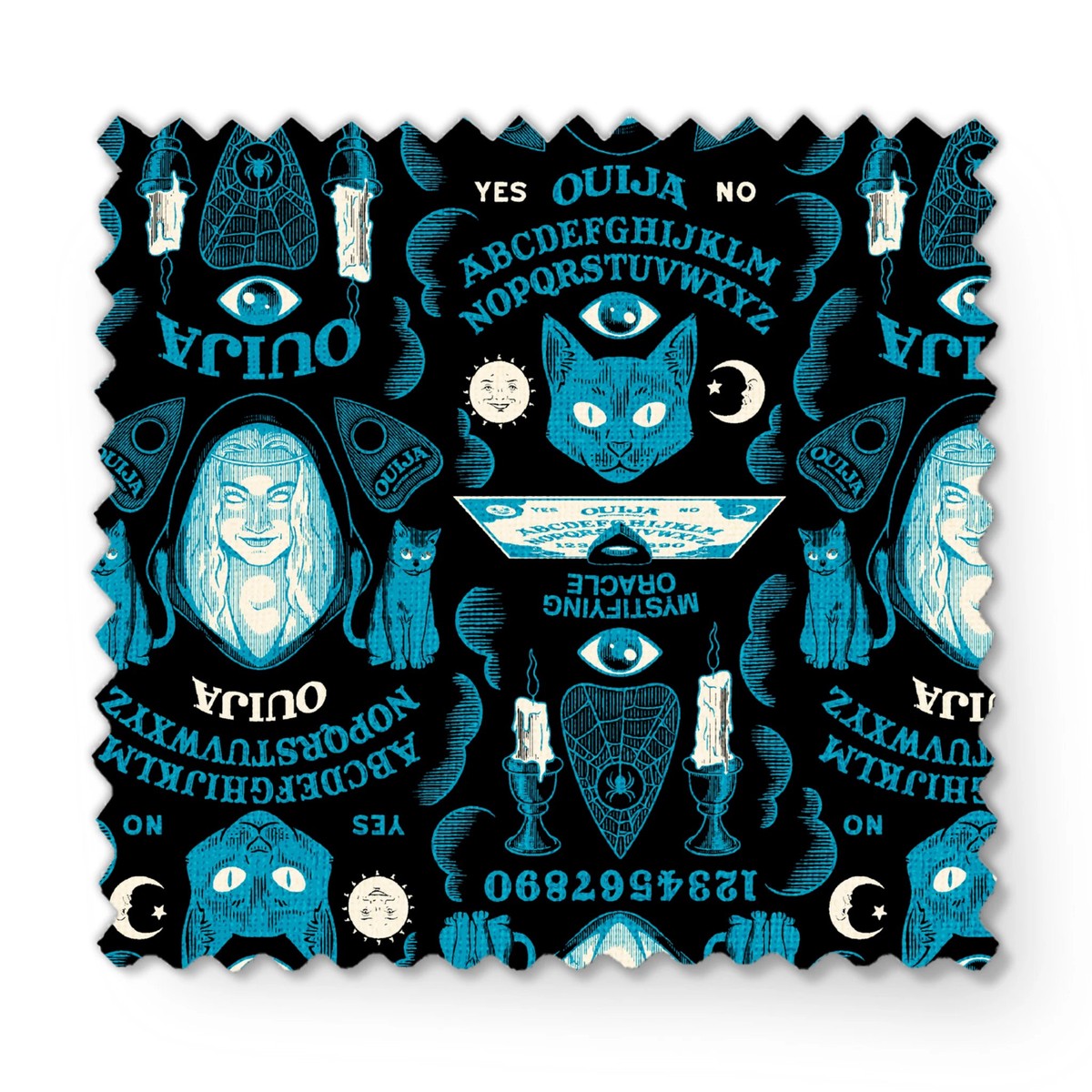 Ouija Mystical Board on Blue and Black Fabric