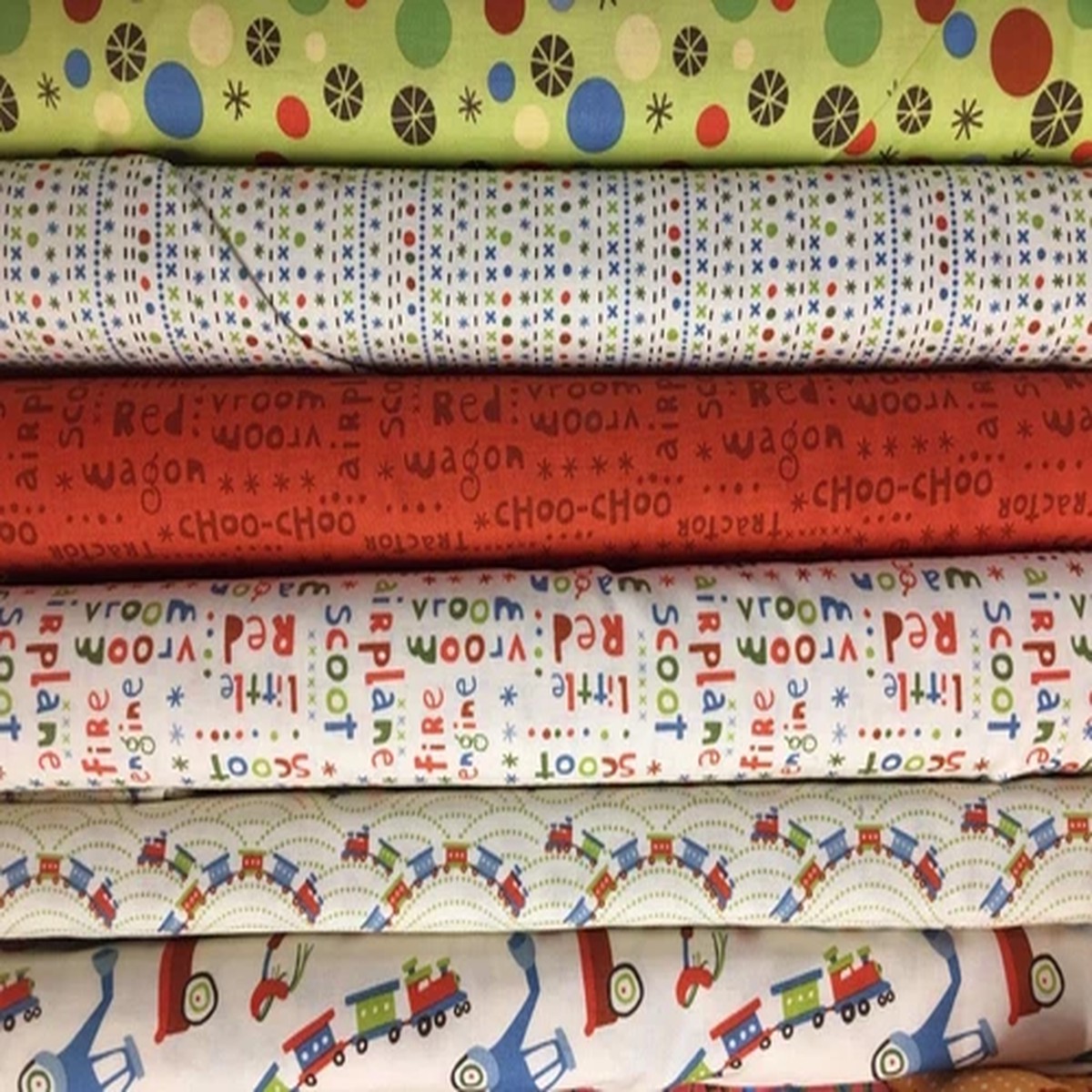 RILEY BLAKE- SCOOT COLLECTION-- 6 DIFFERENT COTTON FABRICS- BY THE YARD