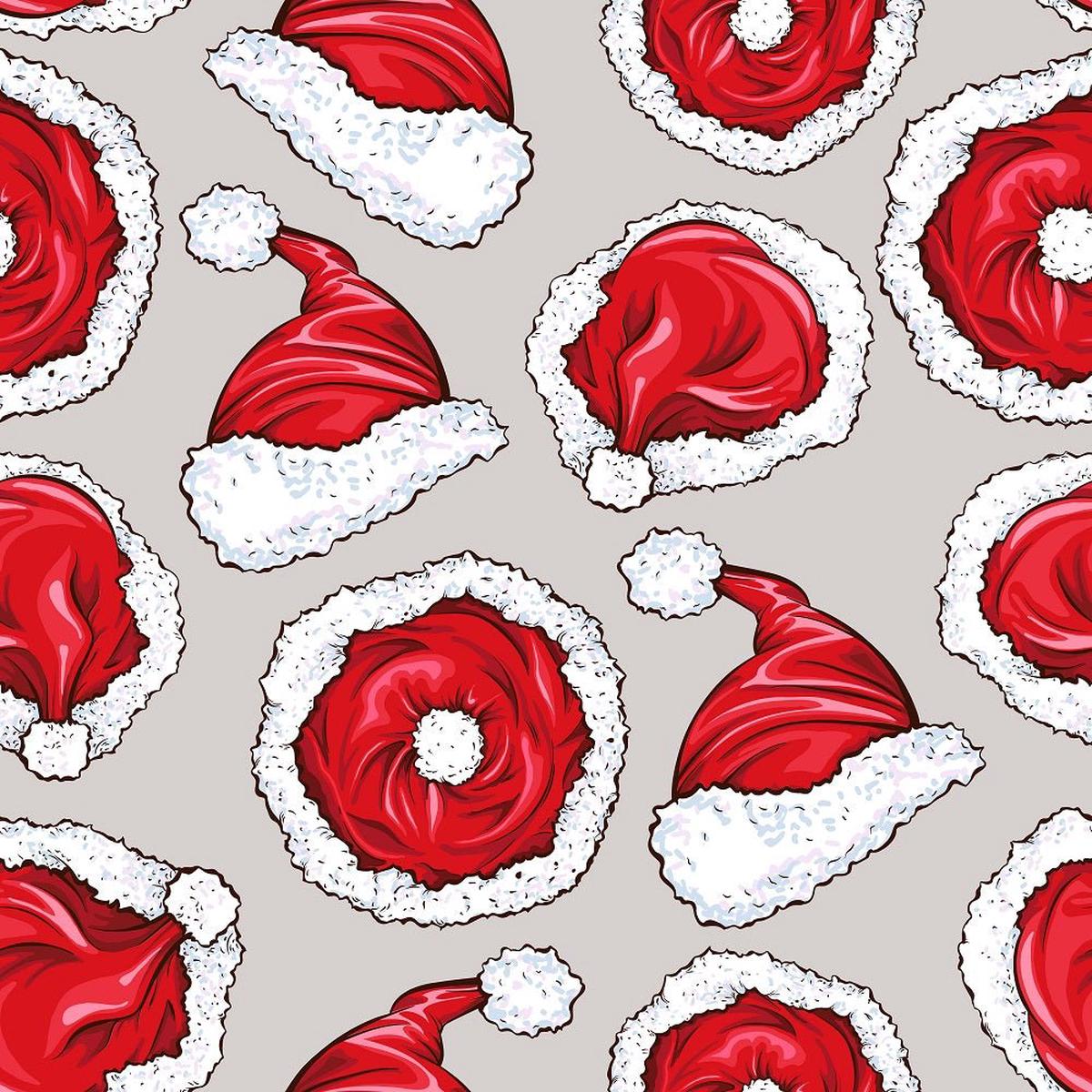 Santa Claus Hats Fabric - Gray
