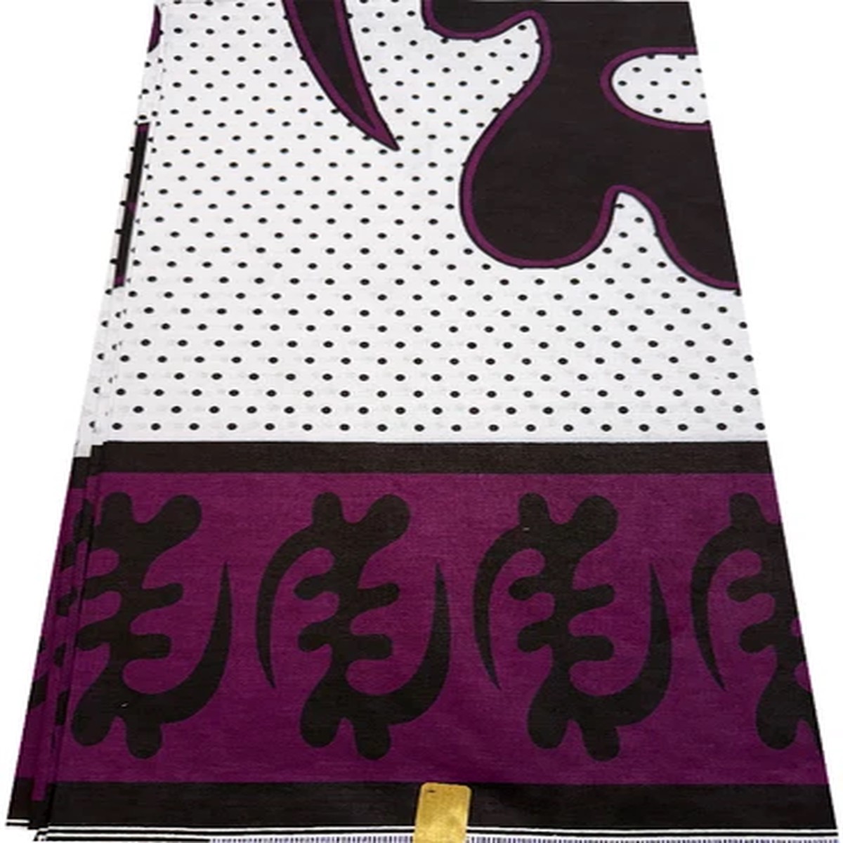 Purple-Black & White African Ankara Wax Print, 100% Cotton, Sell by 6 Yards