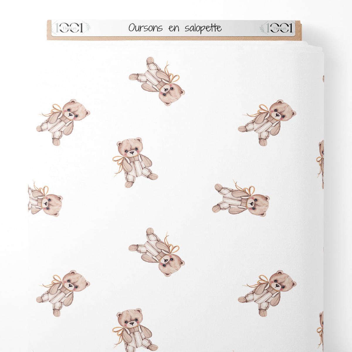Tissu - Oursons en salopette