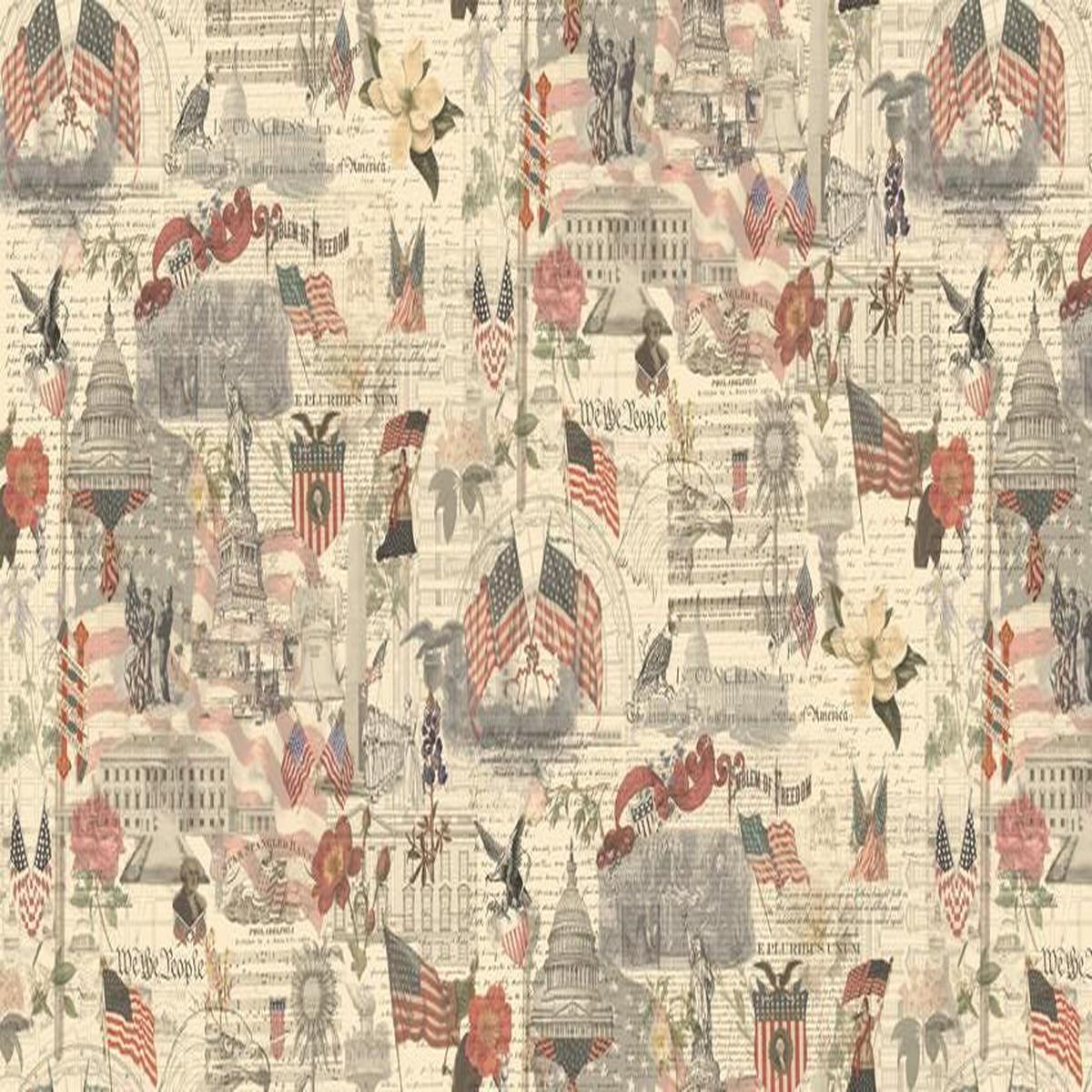 3 Sisters Patriotic Americana Porcelain Cream Patriotic Fabric - 44372 - Moda Fabrics Quilting Cotton Fabric