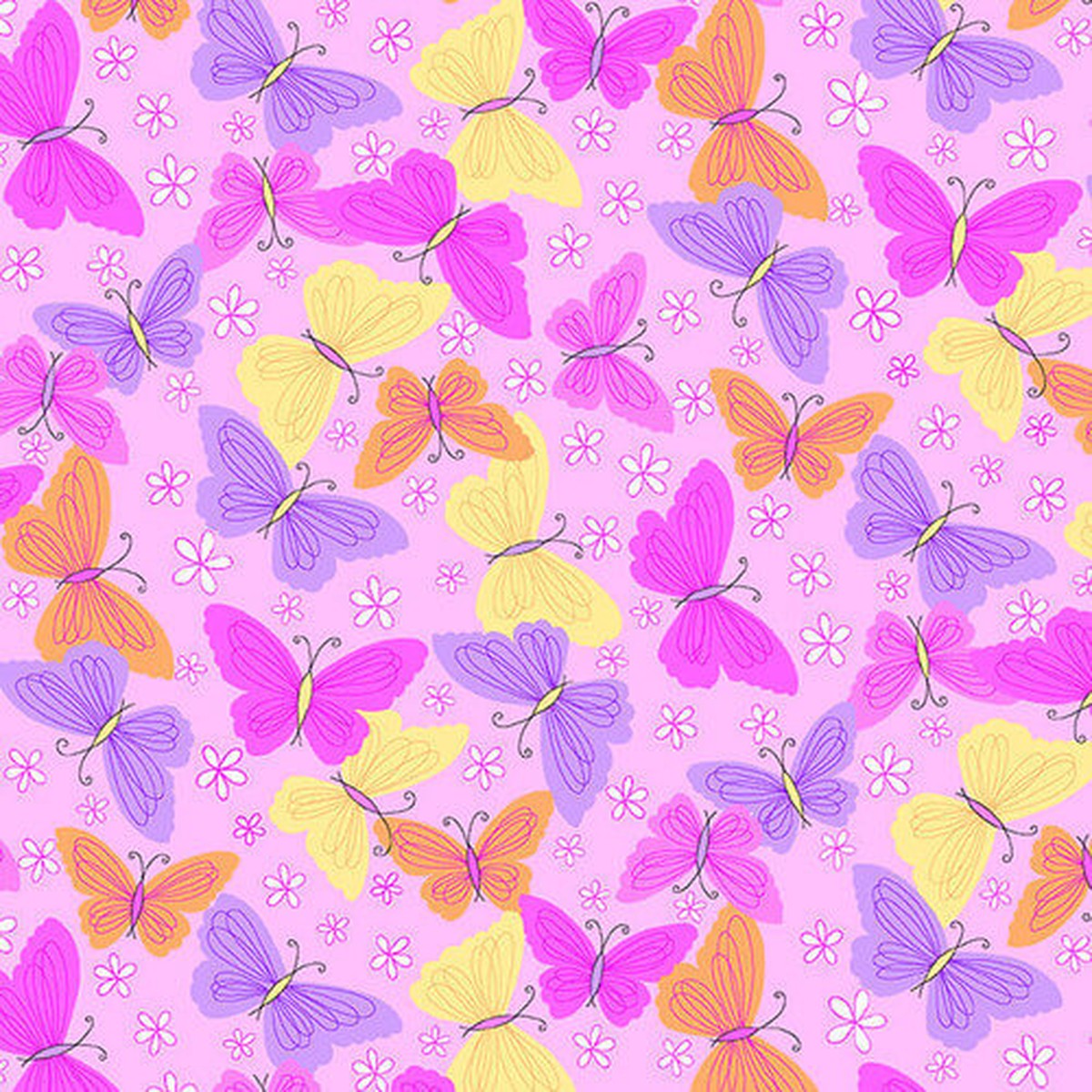 Comfy Flannel - Packed Butterflies 44"/45" Cotton Flannel Fabric per yard