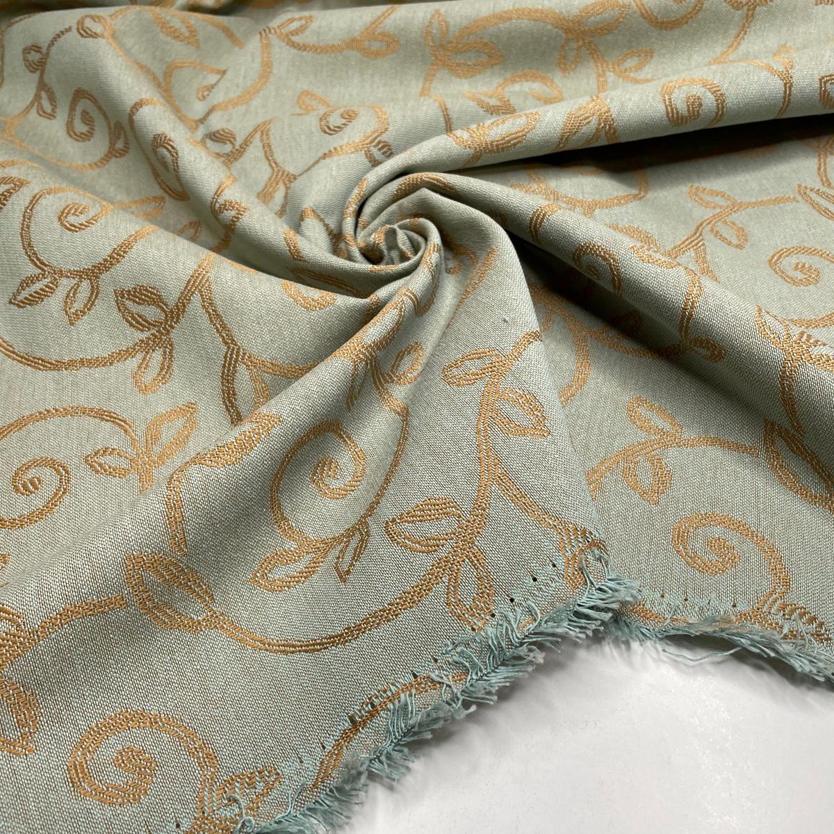 Vintage Wrapping Paper - Jacquard Synthetic Blend Woven - Blue/Brown Floral - 2M Bundle