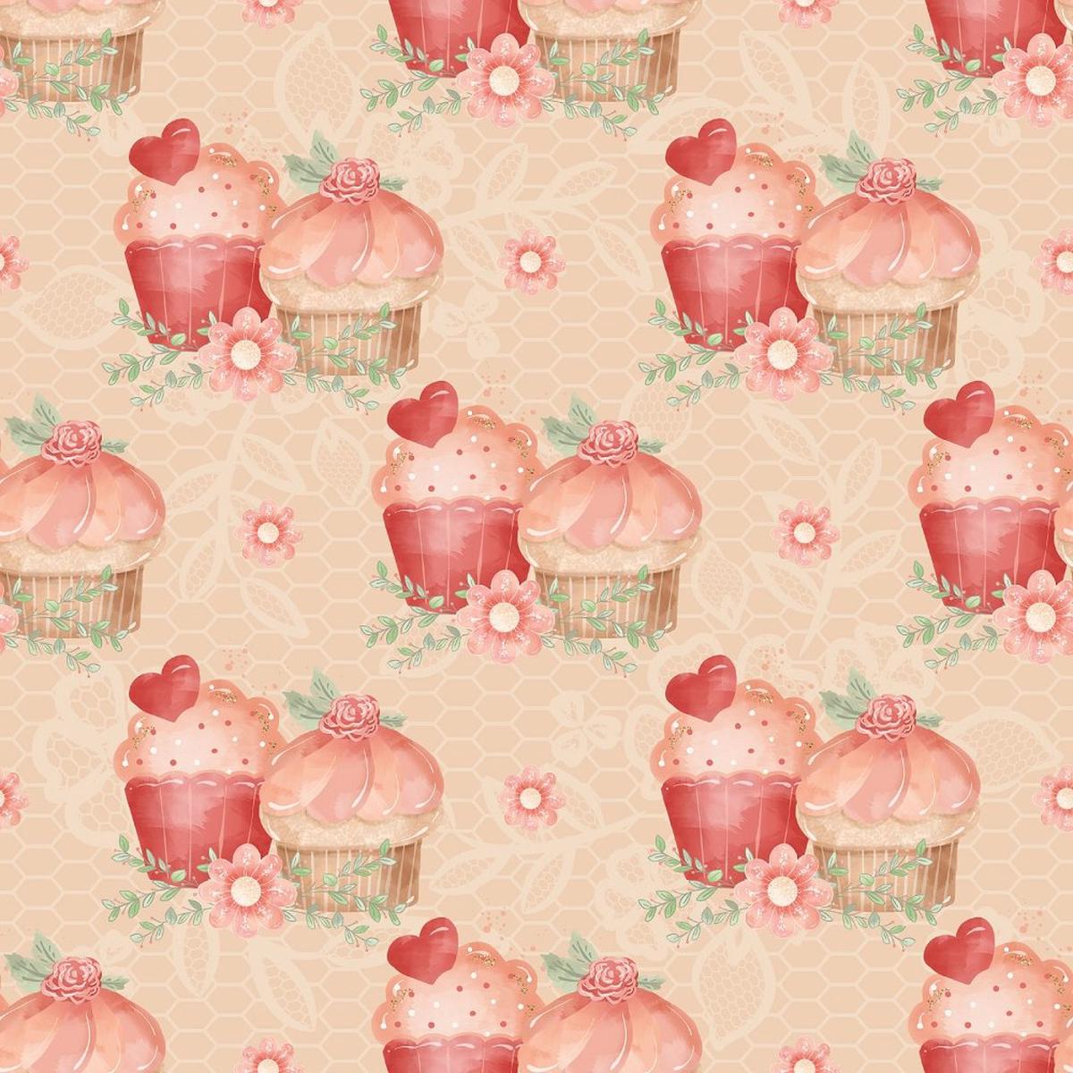 Double Cupcake on Honey Comb Fabric - Peach