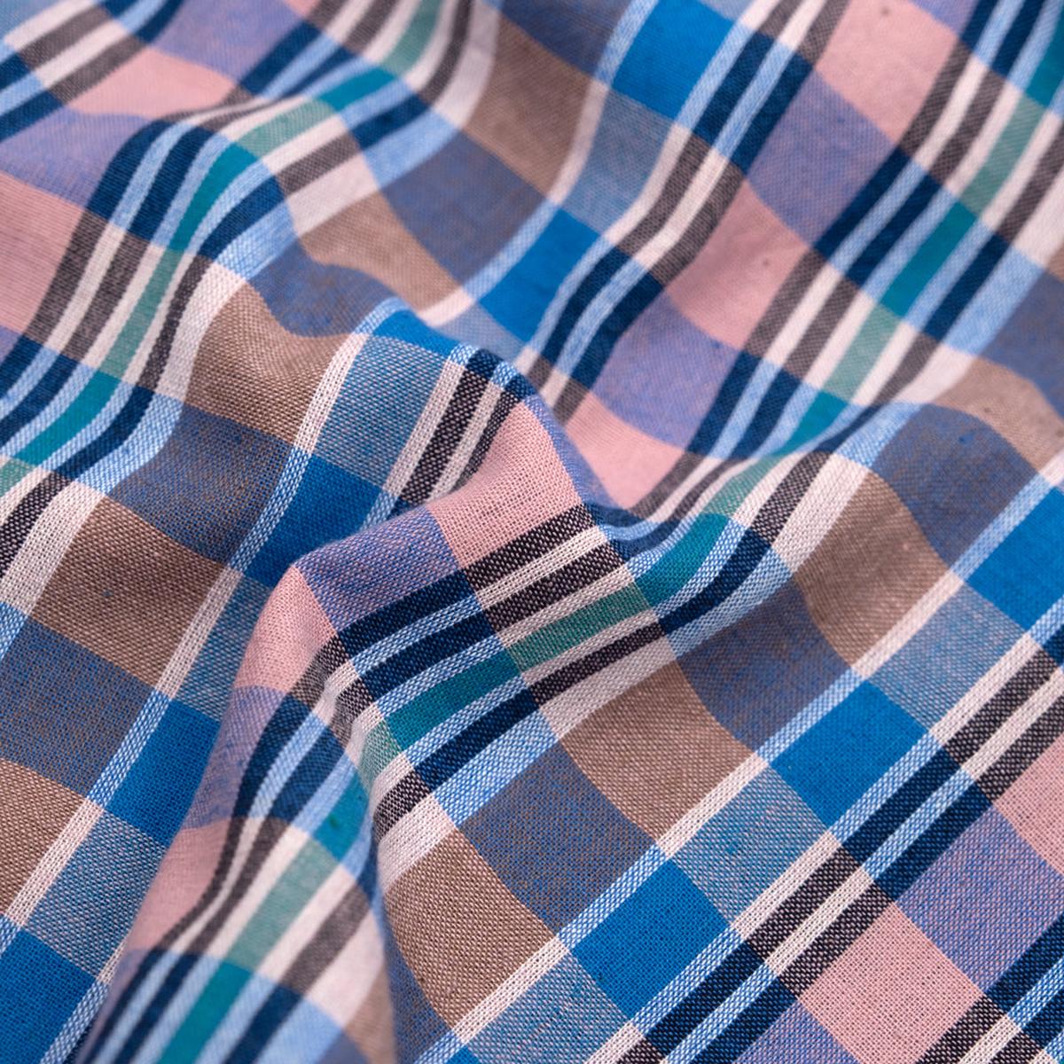 Plaid Handwoven Cotton - Cerulean/Rose/Multi