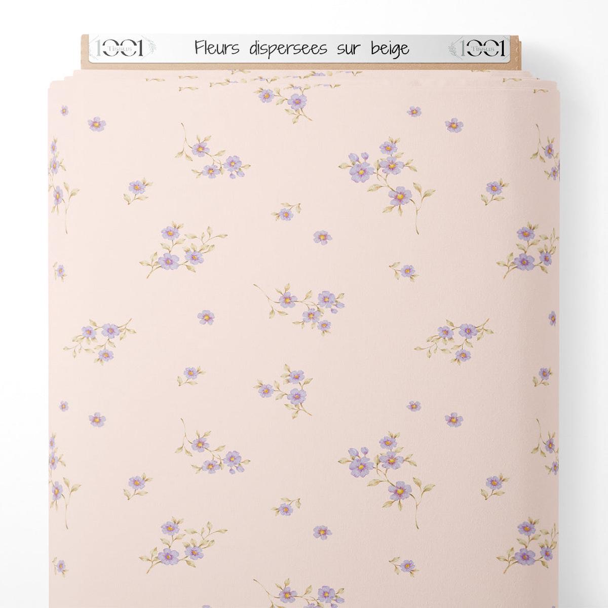 Tissu - Fleurs disperses sur beige