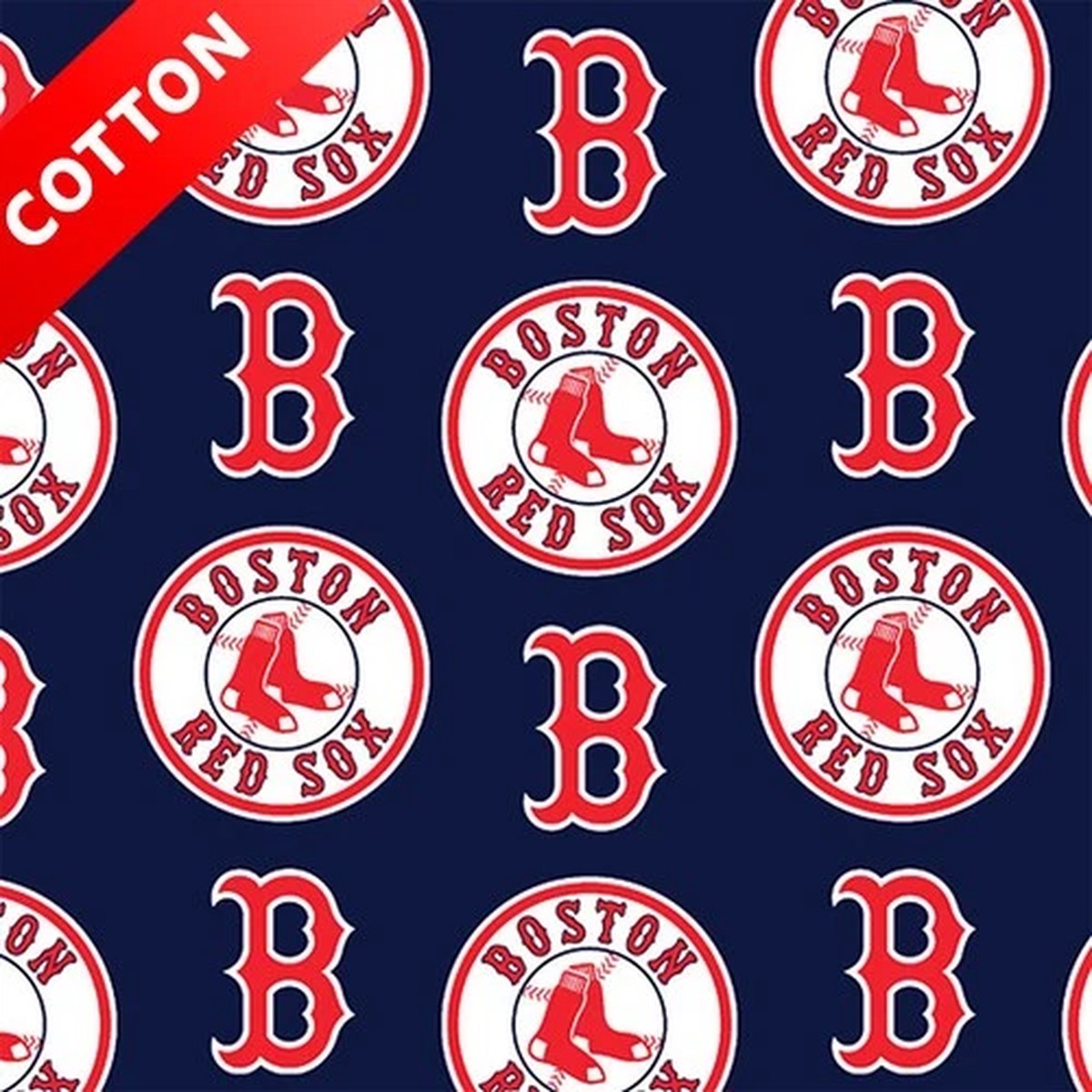 Boston Red Sox MLB Cotton Fabric - 58" Wide - Sold by The Yard & Bolt