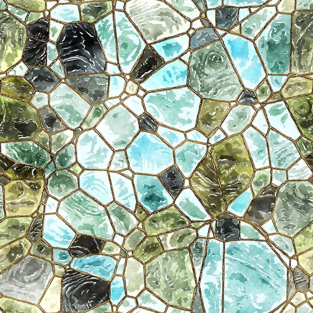 Watercolor Stained Glass 5 Fabric