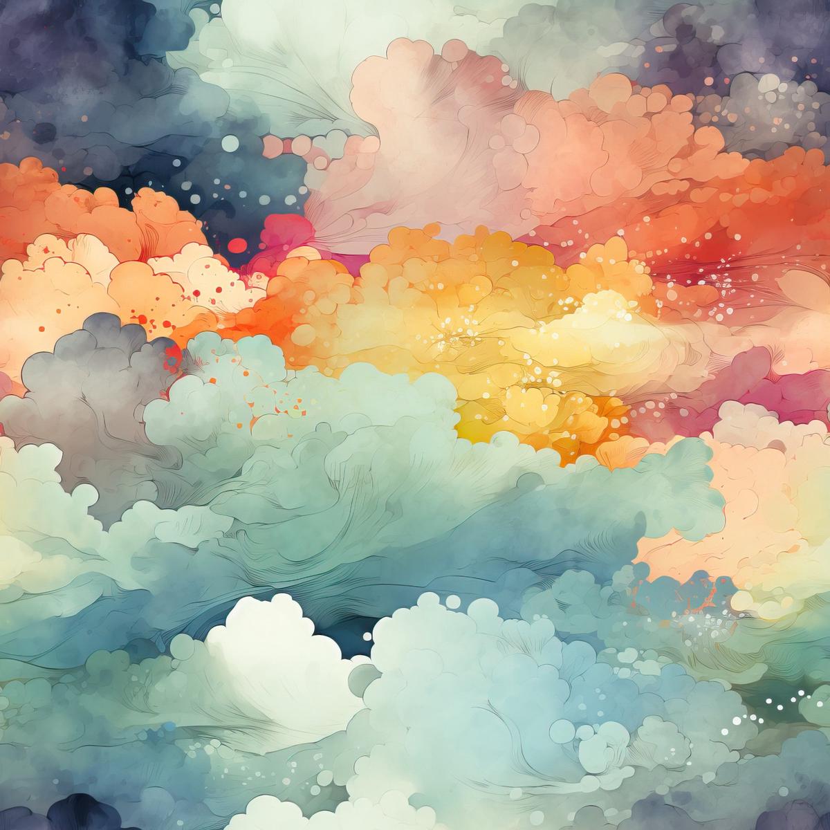 Colorful Clouds Pattern 10 Quilting Cotton Fabric