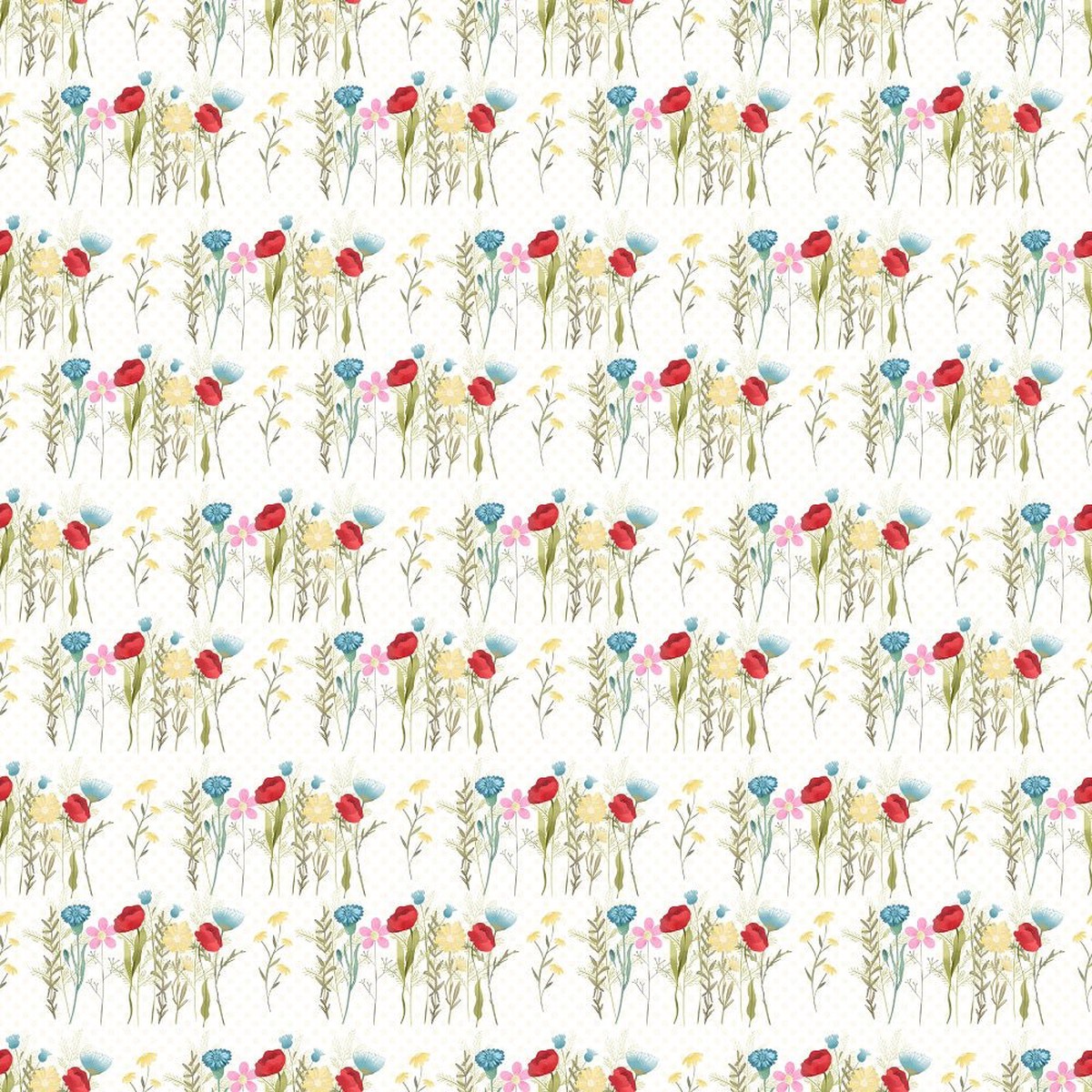 Wild Flowers Group Fabric - White