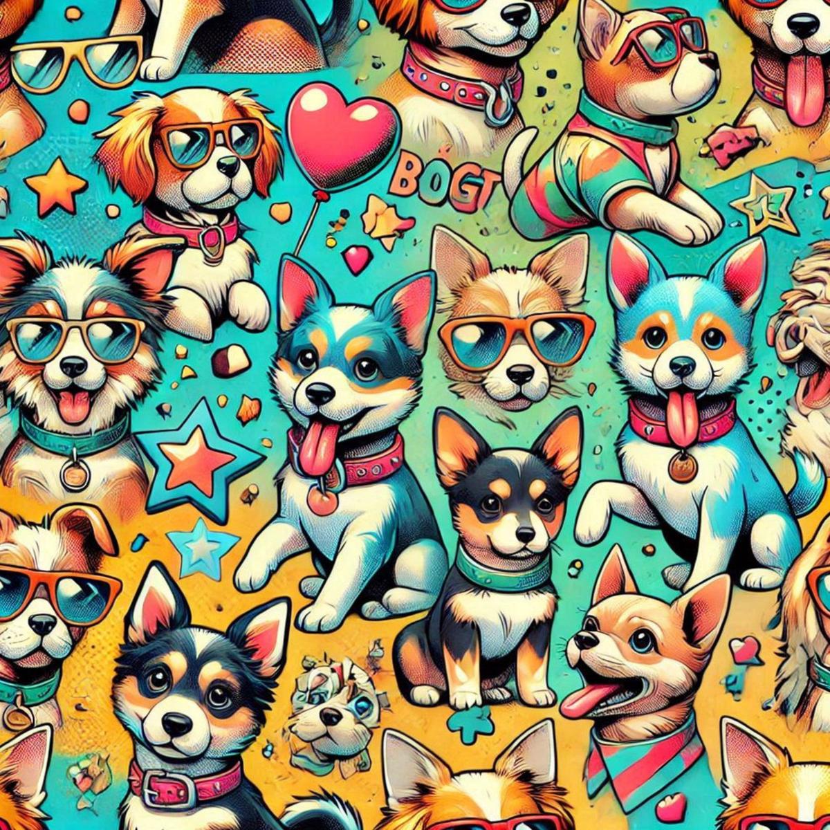 Cute Dog Pattern 23 Quilting Cotton Fabric