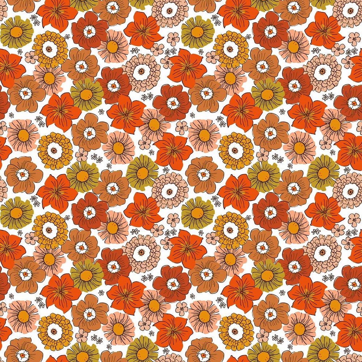 Groovy Garden Flowers 3 Fabric