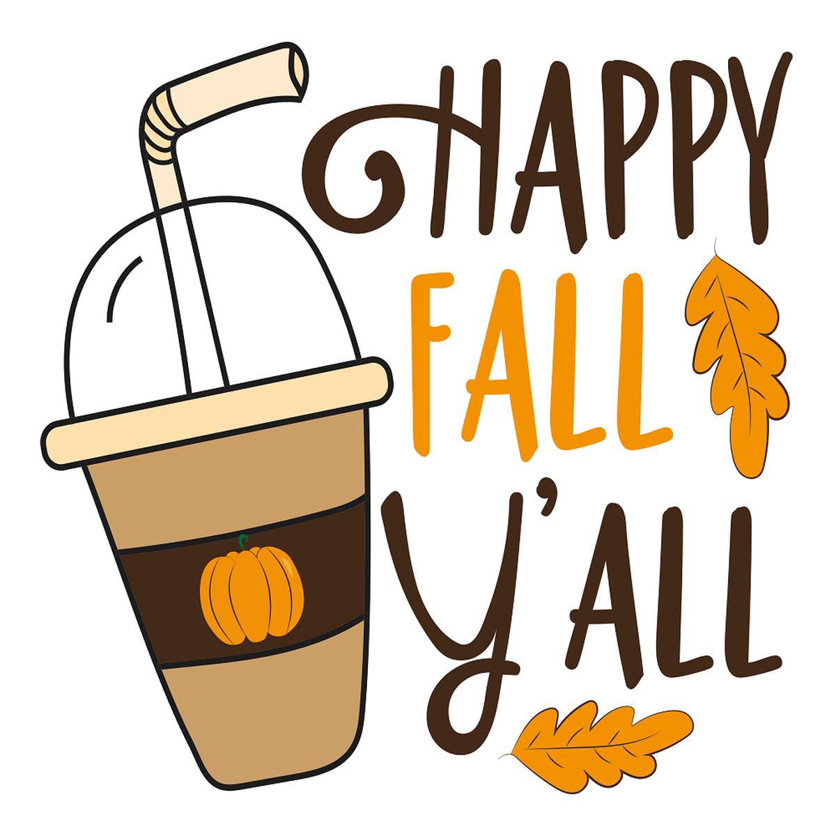 Happy Fall Yall Coffee Fabric Panel