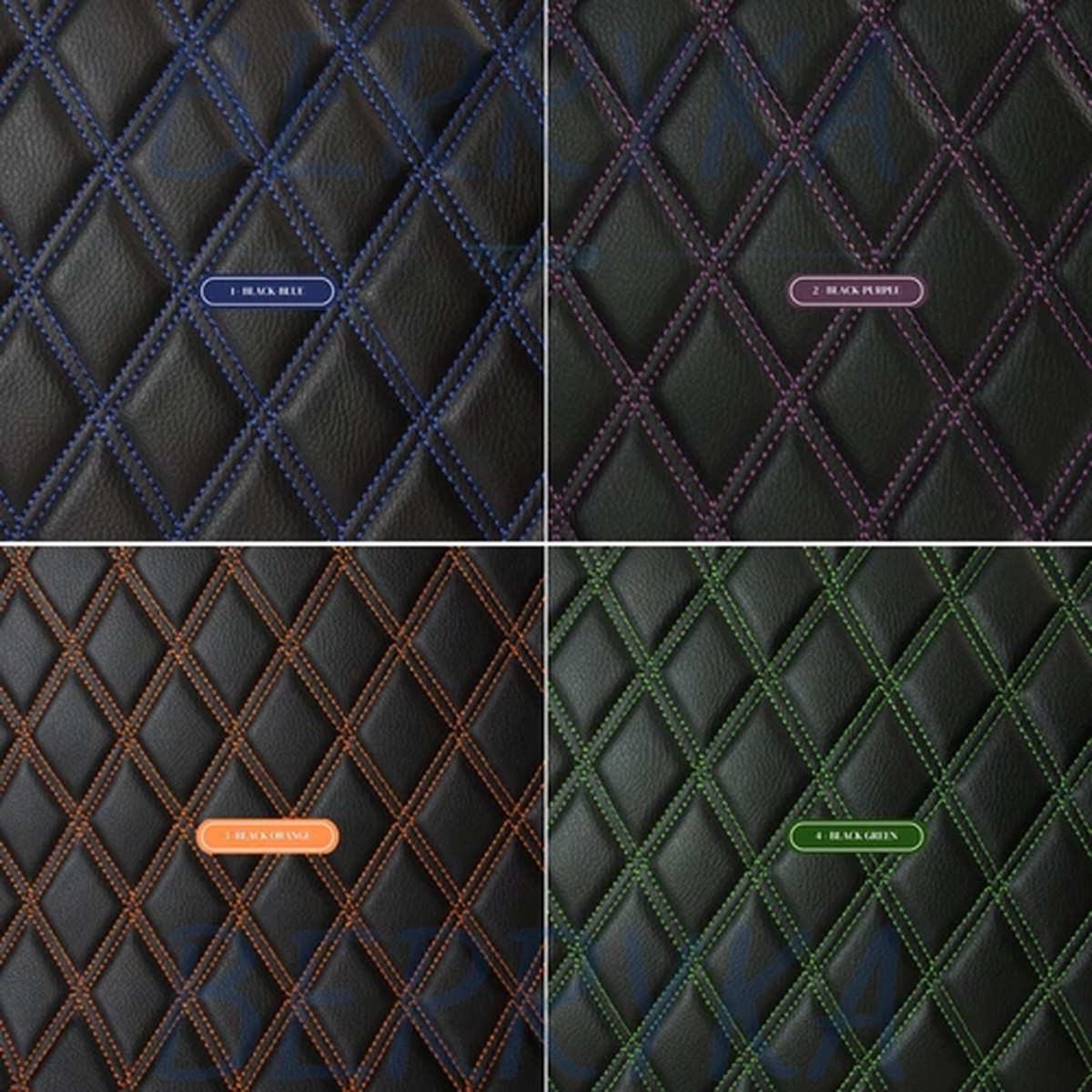 Double Quilted Vinyl Faux Leather Car Upholstery Fabric | 2"x3" - 5x8cm 55" SBY