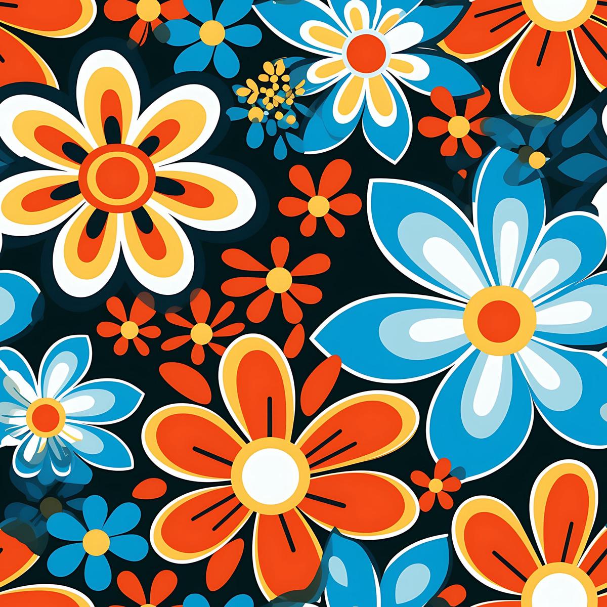 70s Retro Groovy Floral Pattern 2 Quilting Cotton Fabric
