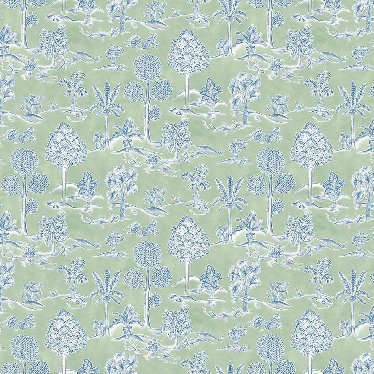 Ananda Karuna Sky/Leaf - Osborne & Little - F8023-03 Fabric