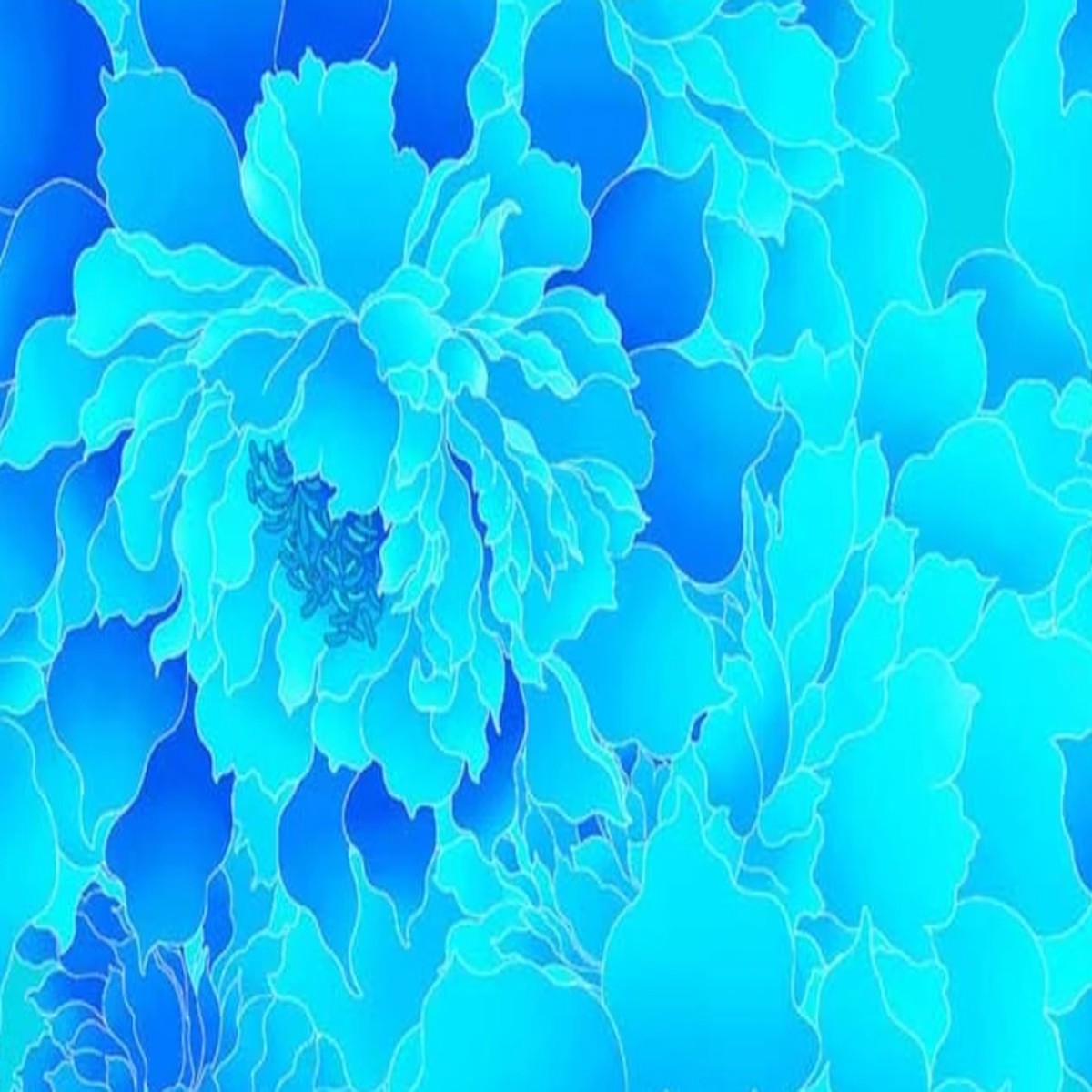 Henry Glass - 3603W-77 Cerulean || Peony Paradise 118"